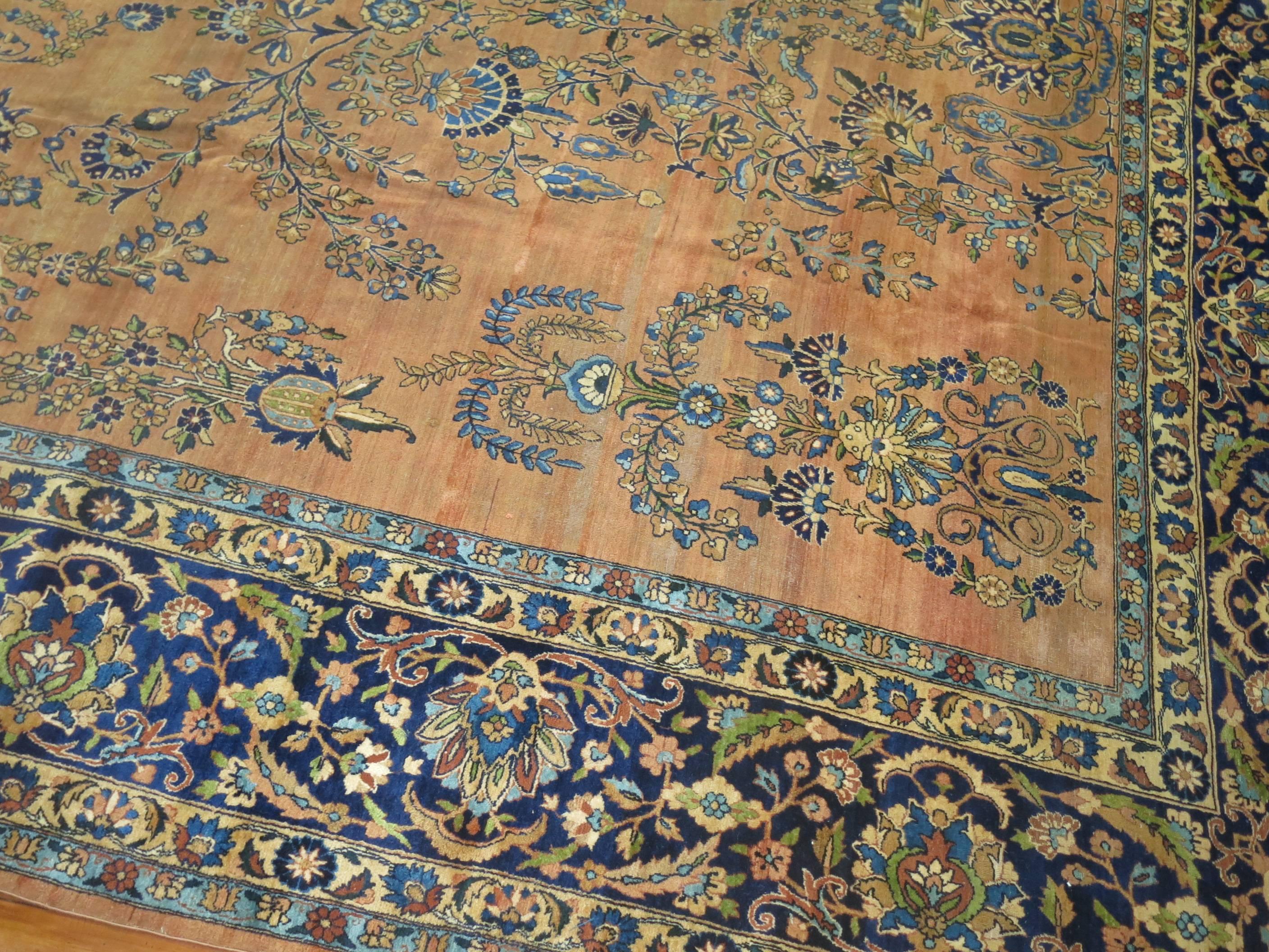 Antique Persian Yazd Carpet For Sale 3