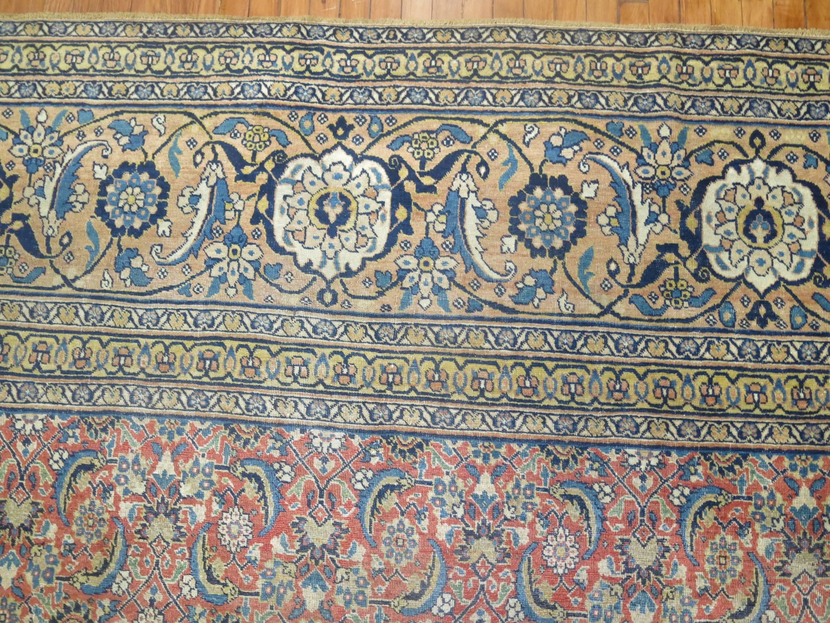 Wool Antique Persian Tabriz Oriental Rug
