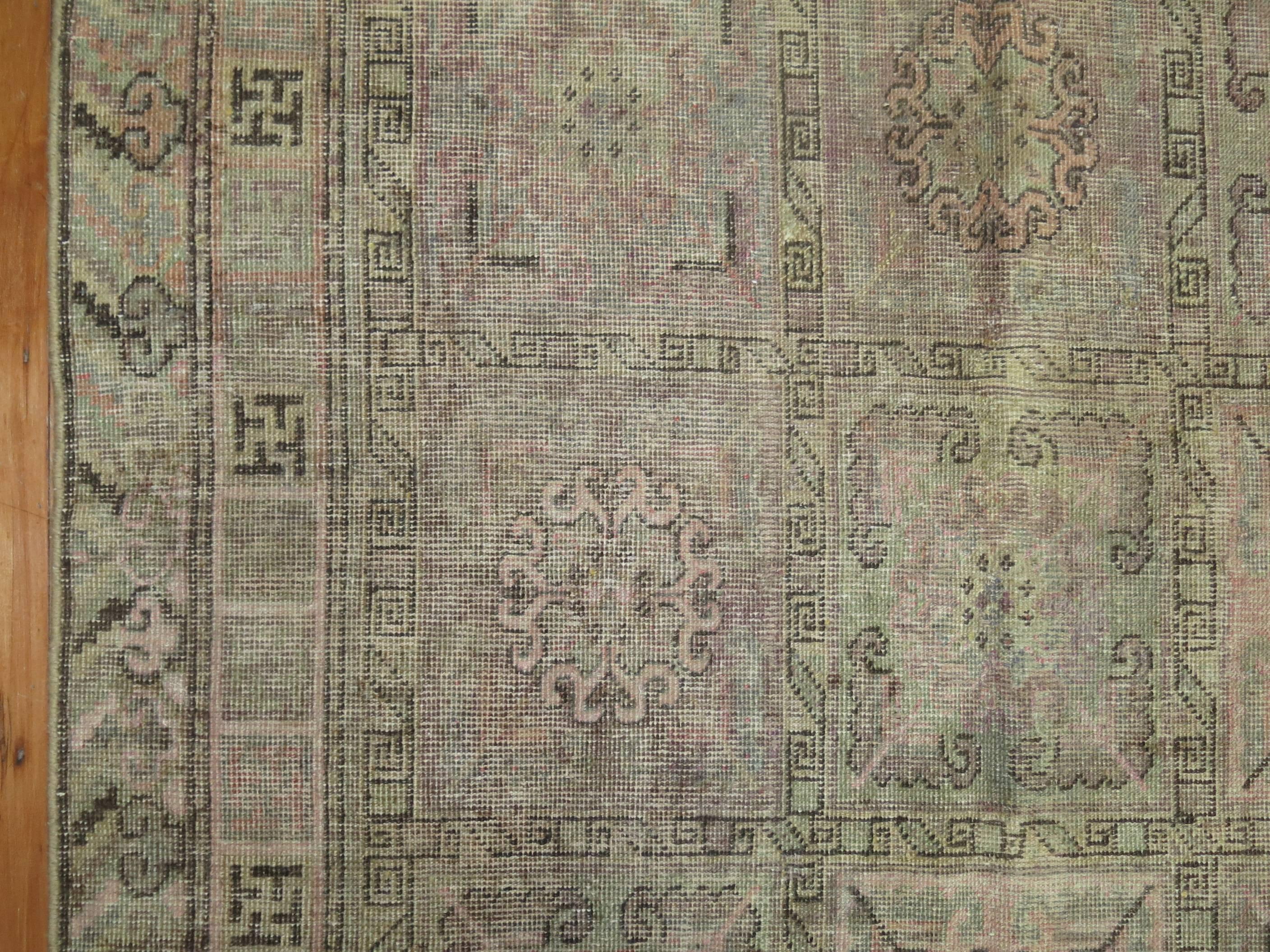 Distressed Shabby Chic Antique Khotan Samarkand Rug In Distressed Condition For Sale In New York, NY