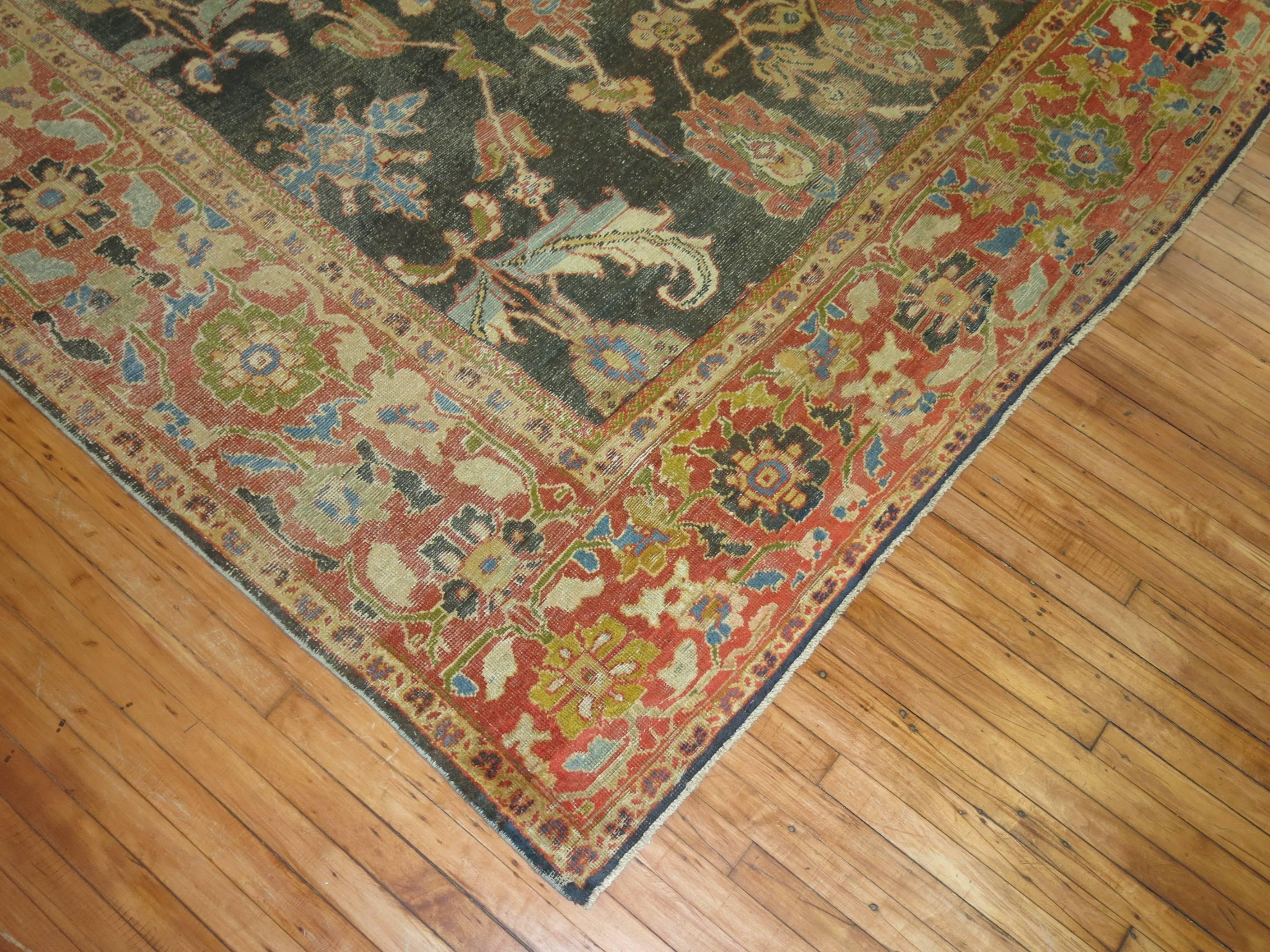 20th Century Antique Persian Sultanabad Mahal Carpet