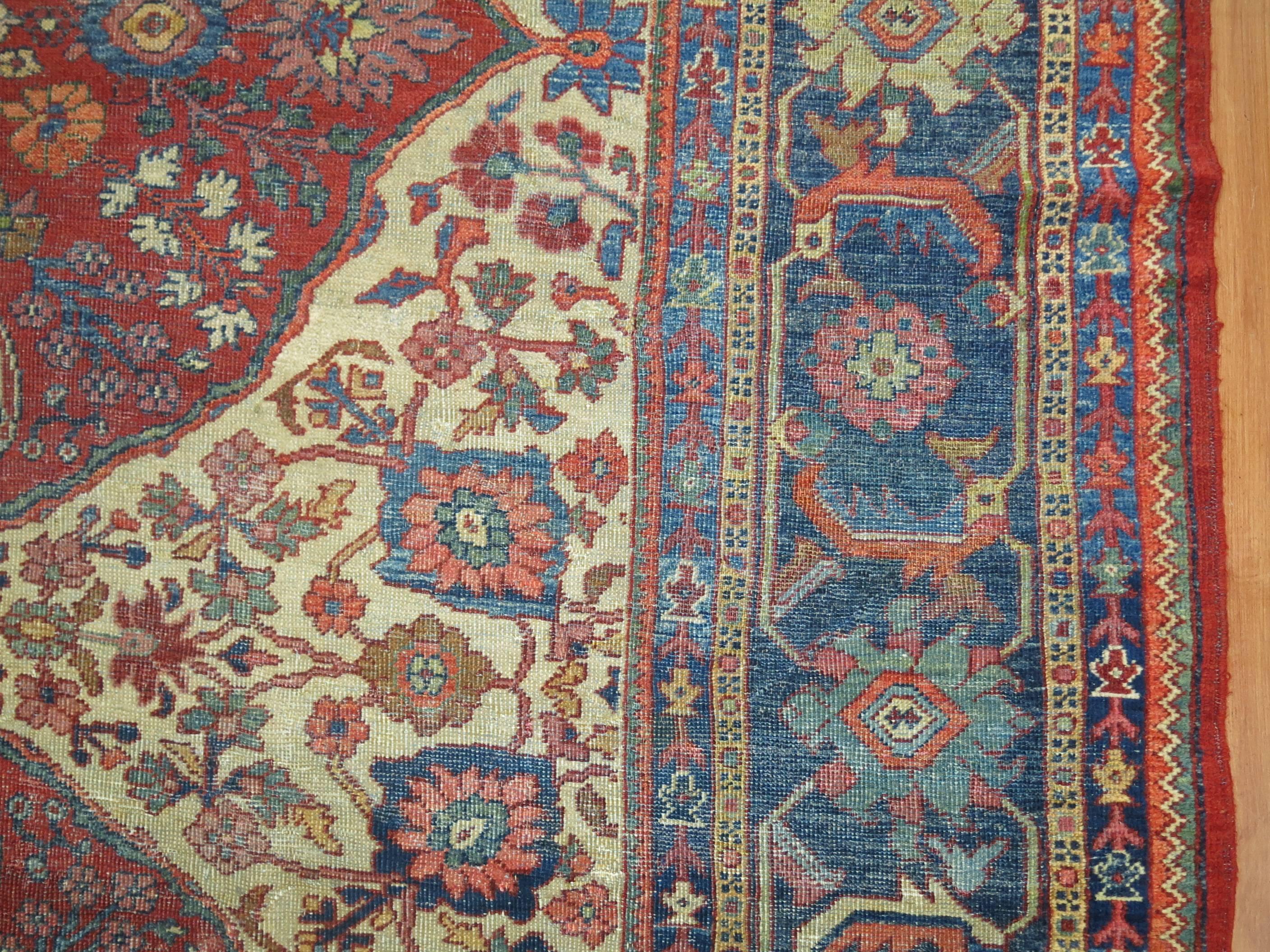Wool Distressed Antique Persian Mahal Carpet