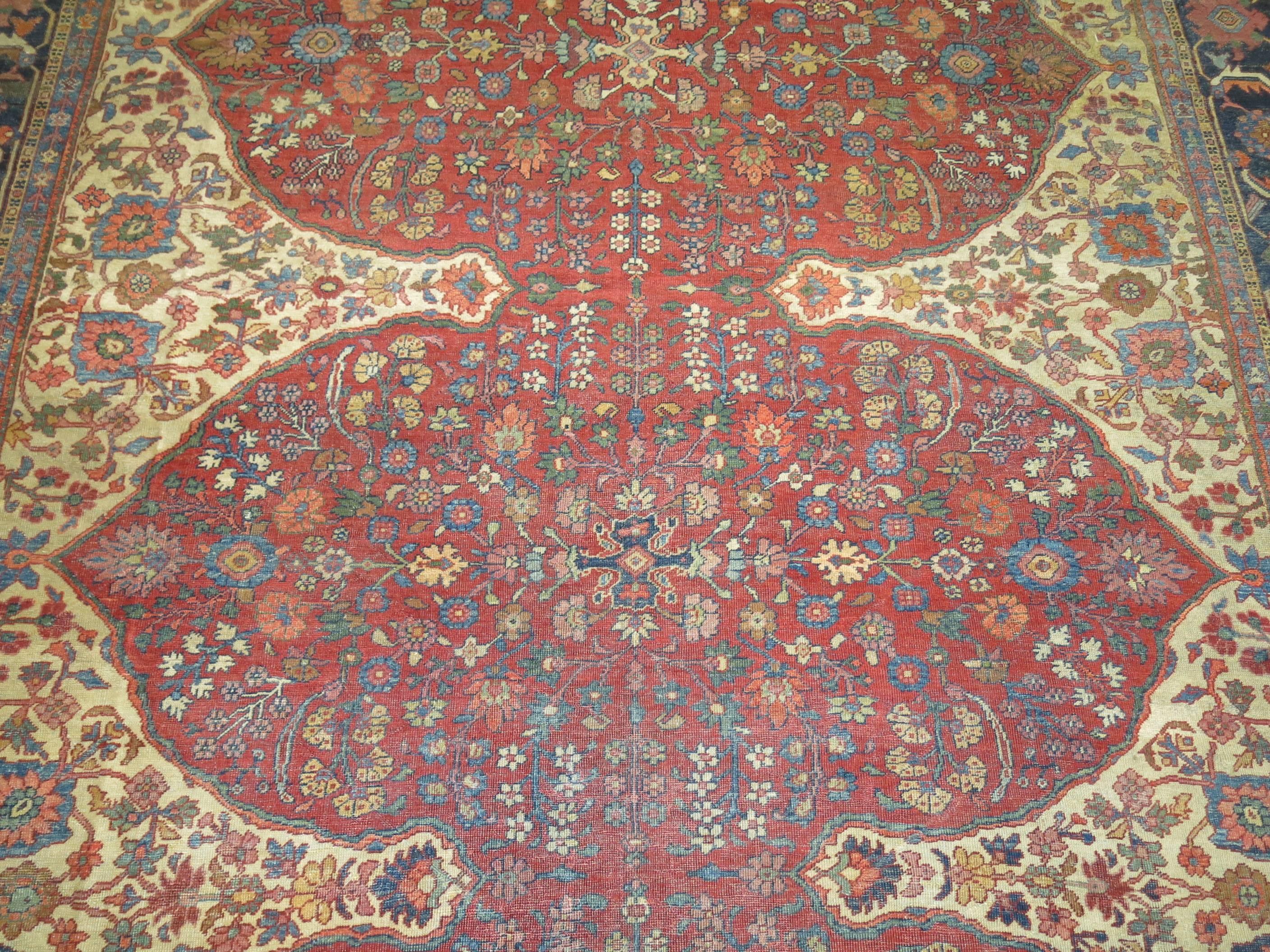 20th Century Distressed Antique Persian Mahal Carpet