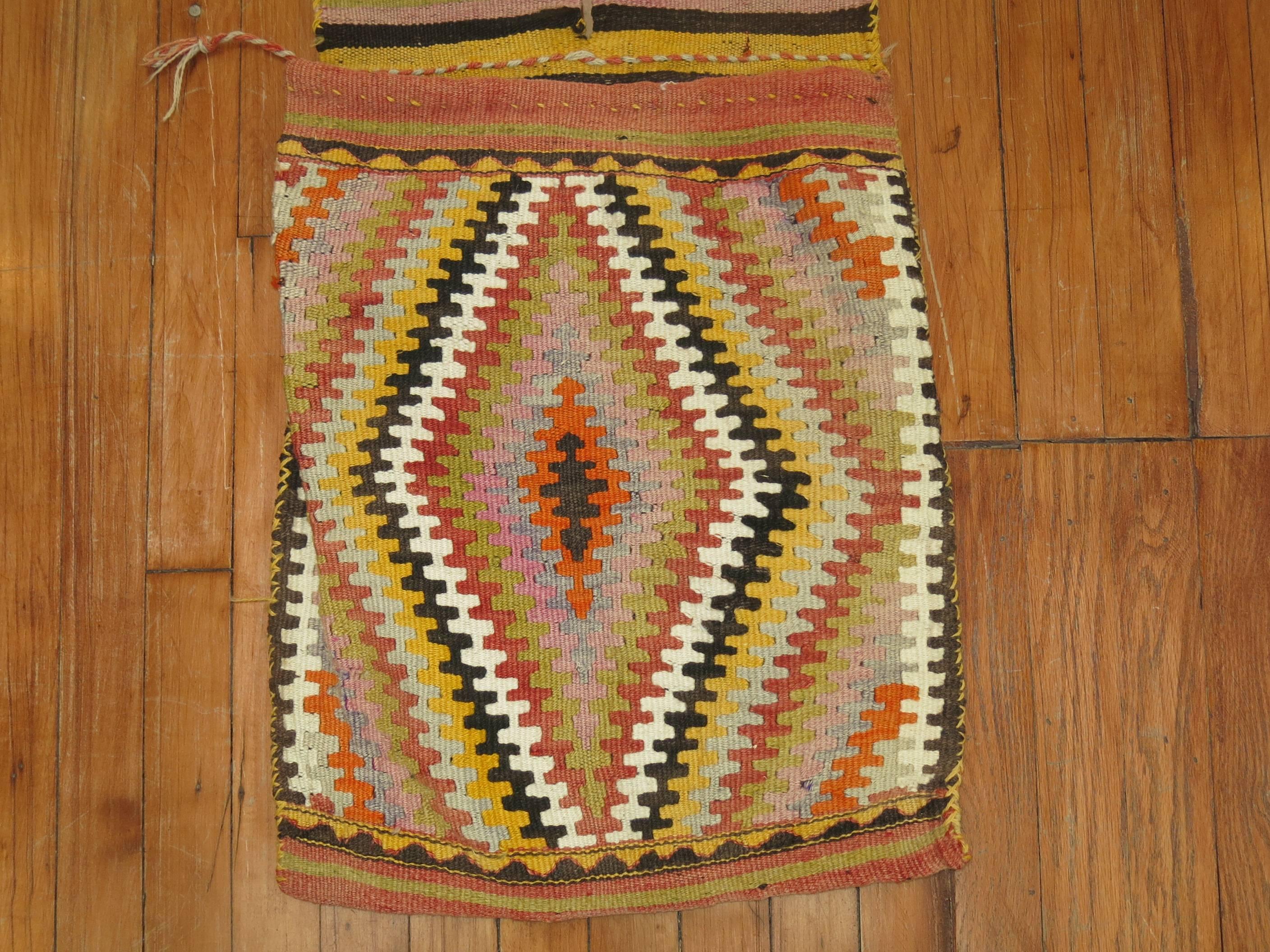 Bag Face Kilim Textile Rug Hanging In Excellent Condition In New York, NY