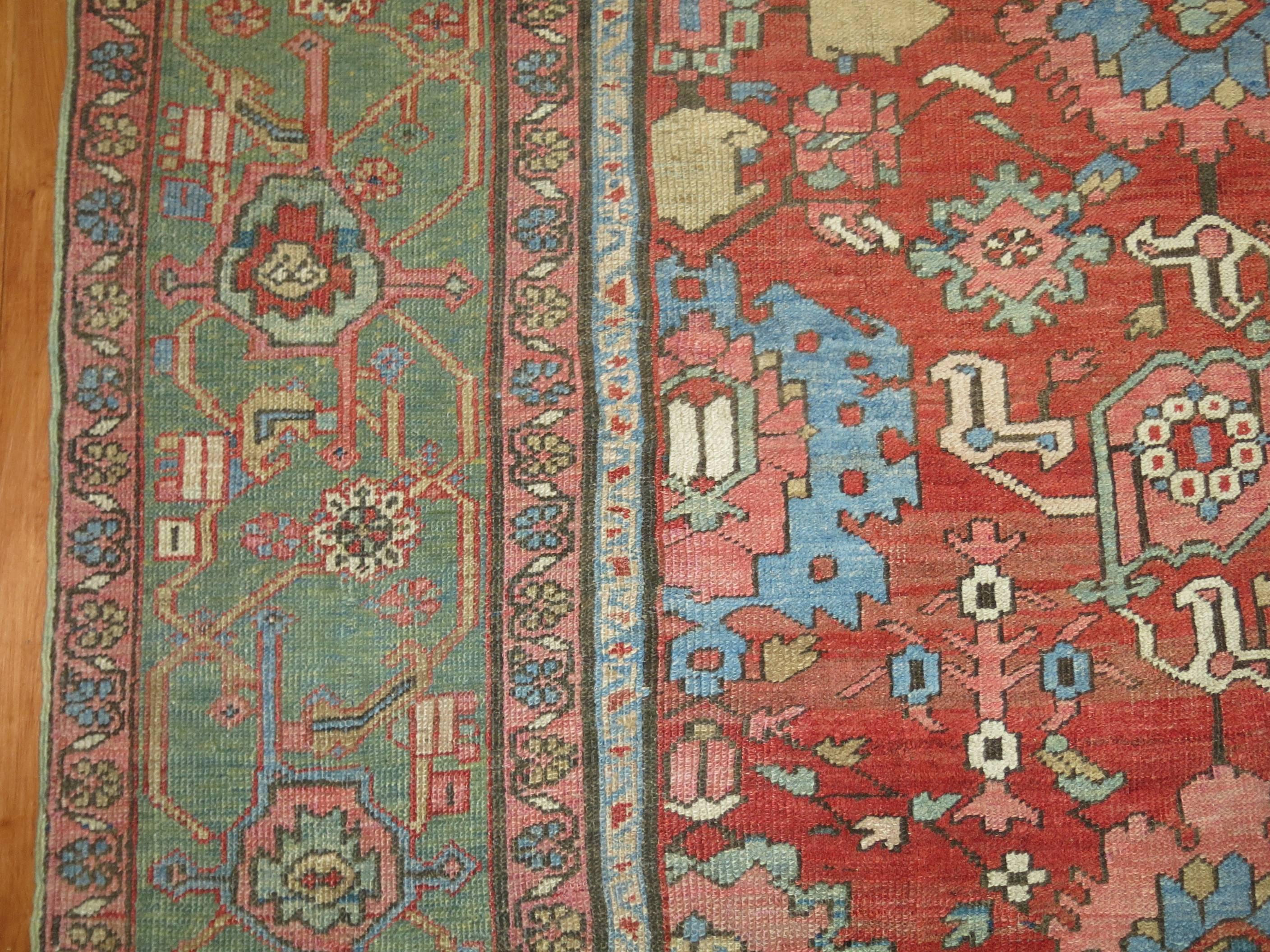 Antique Persian Heriz Carpet In Excellent Condition In New York, NY