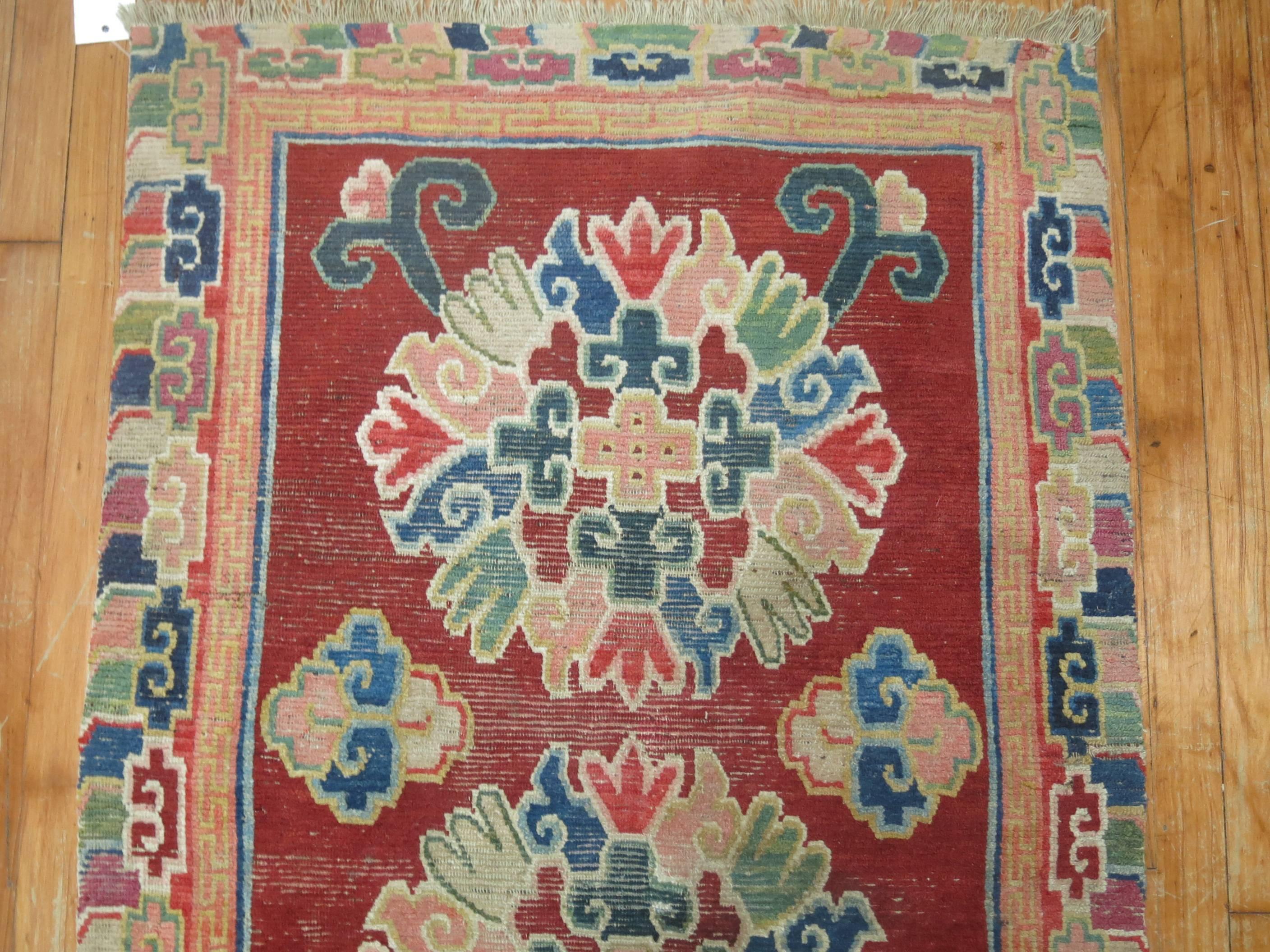 Hand-Woven Antique Tibetan Rug