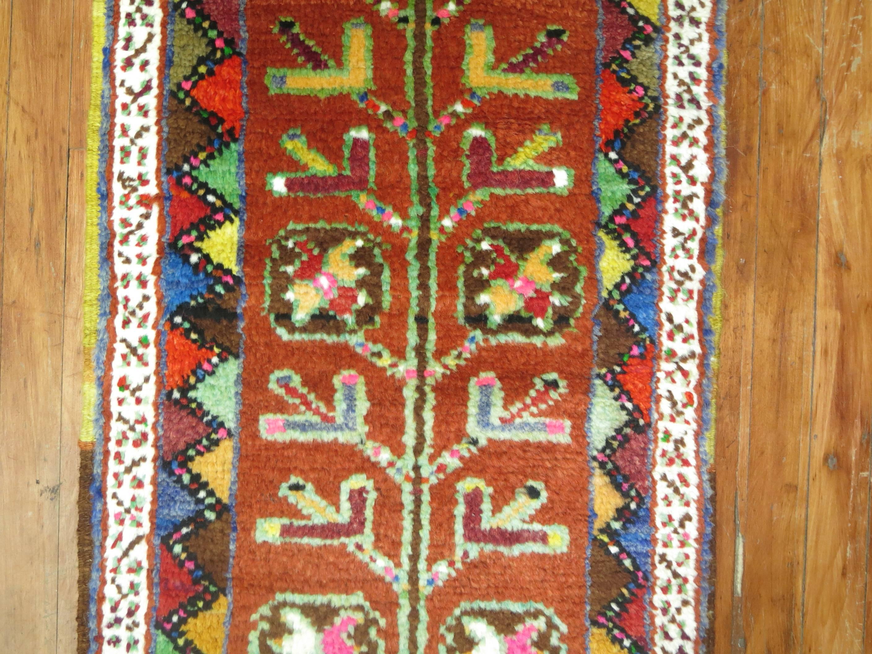 20th Century Zabihi Collection Skinny Long Vintage Turkish Anatolian Runner For Sale