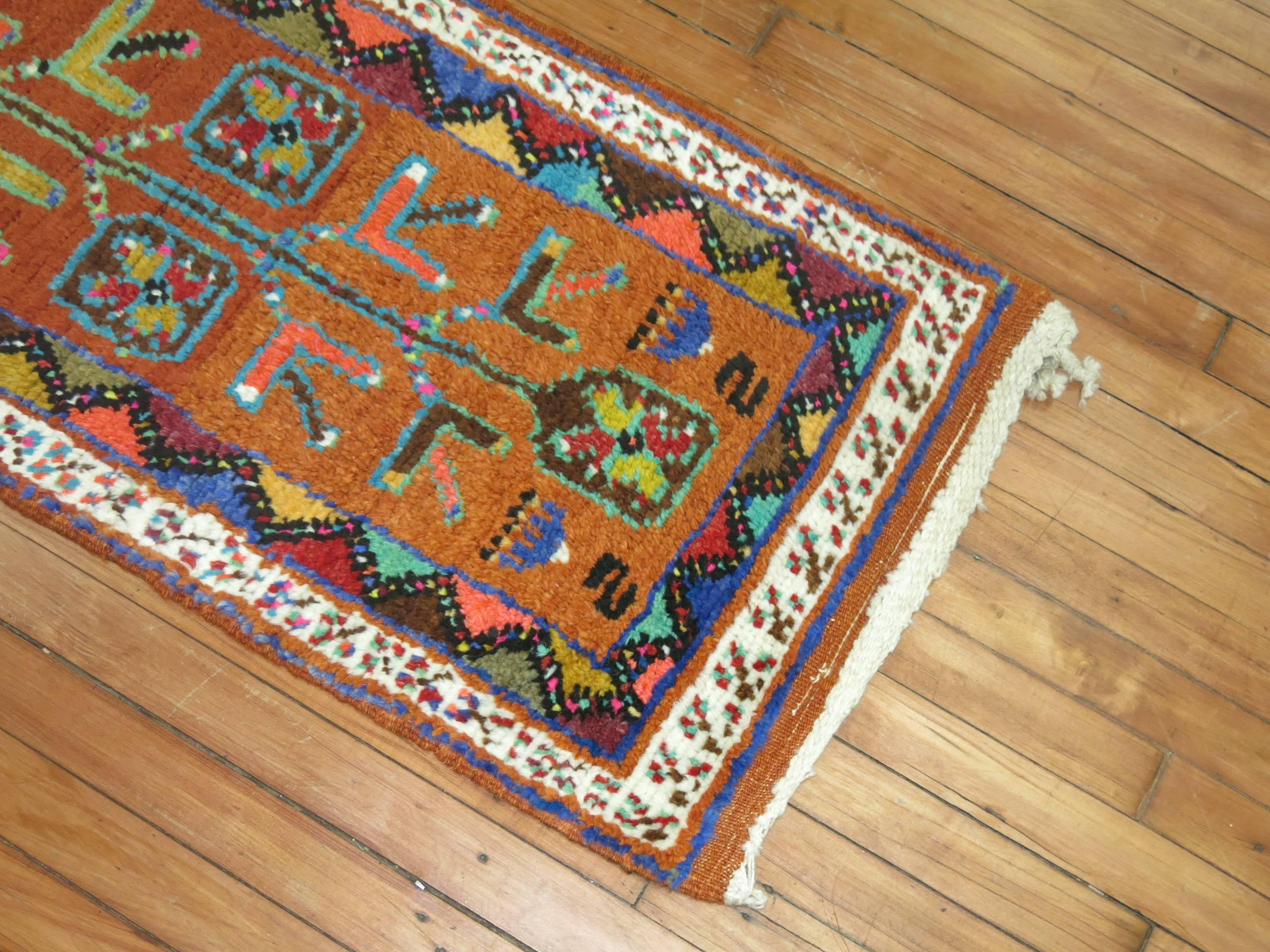 Zabihi Collection Skinny Long Vintage Turkish Anatolian Runner In Good Condition For Sale In New York, NY