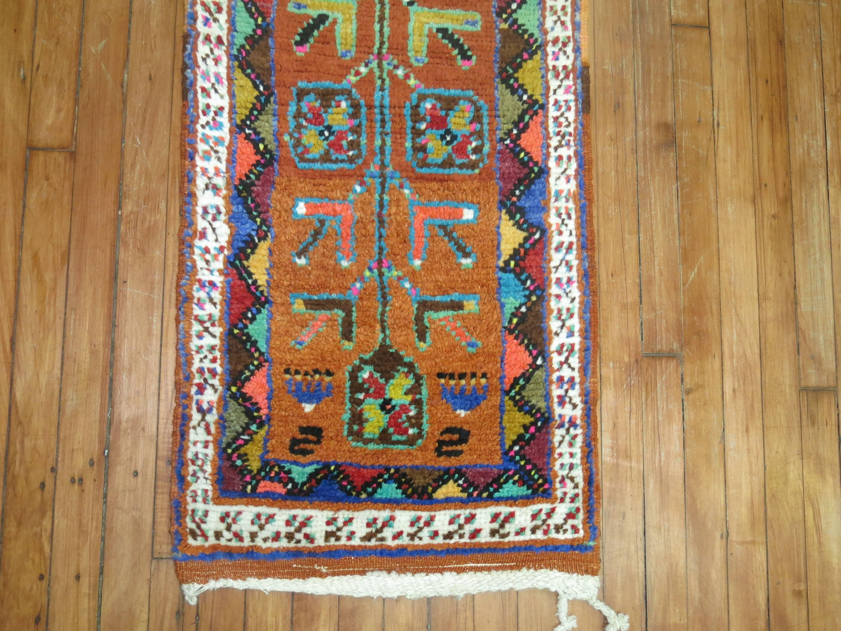 Wool Zabihi Collection Skinny Long Vintage Turkish Anatolian Runner For Sale