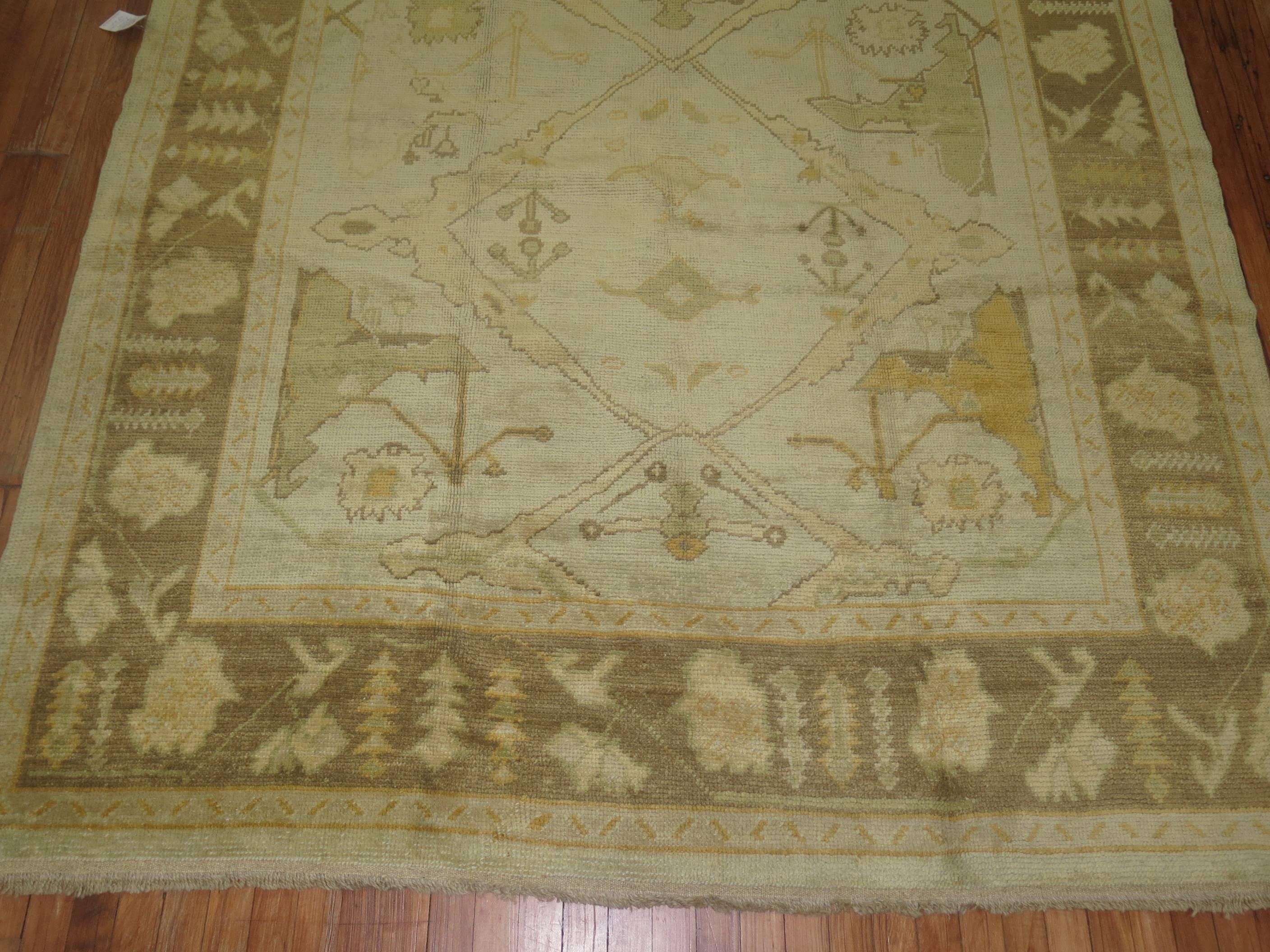 Sultanabad Vintage Inspired Square Size Turkish Oushak For Sale