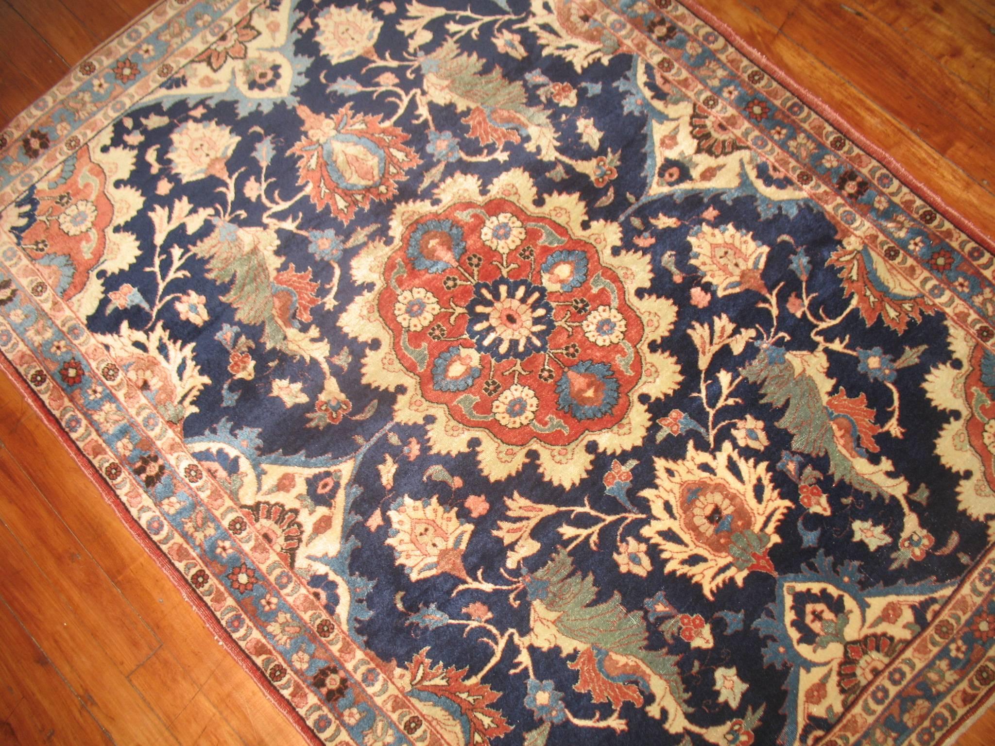 Hand-Woven Zabihi Collection Persian Isfahan Carpet For Sale