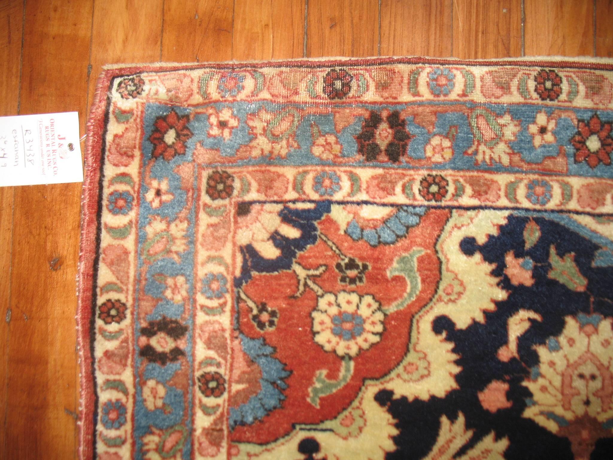 Zabihi Collection Persian Isfahan Carpet In Good Condition For Sale In New York, NY