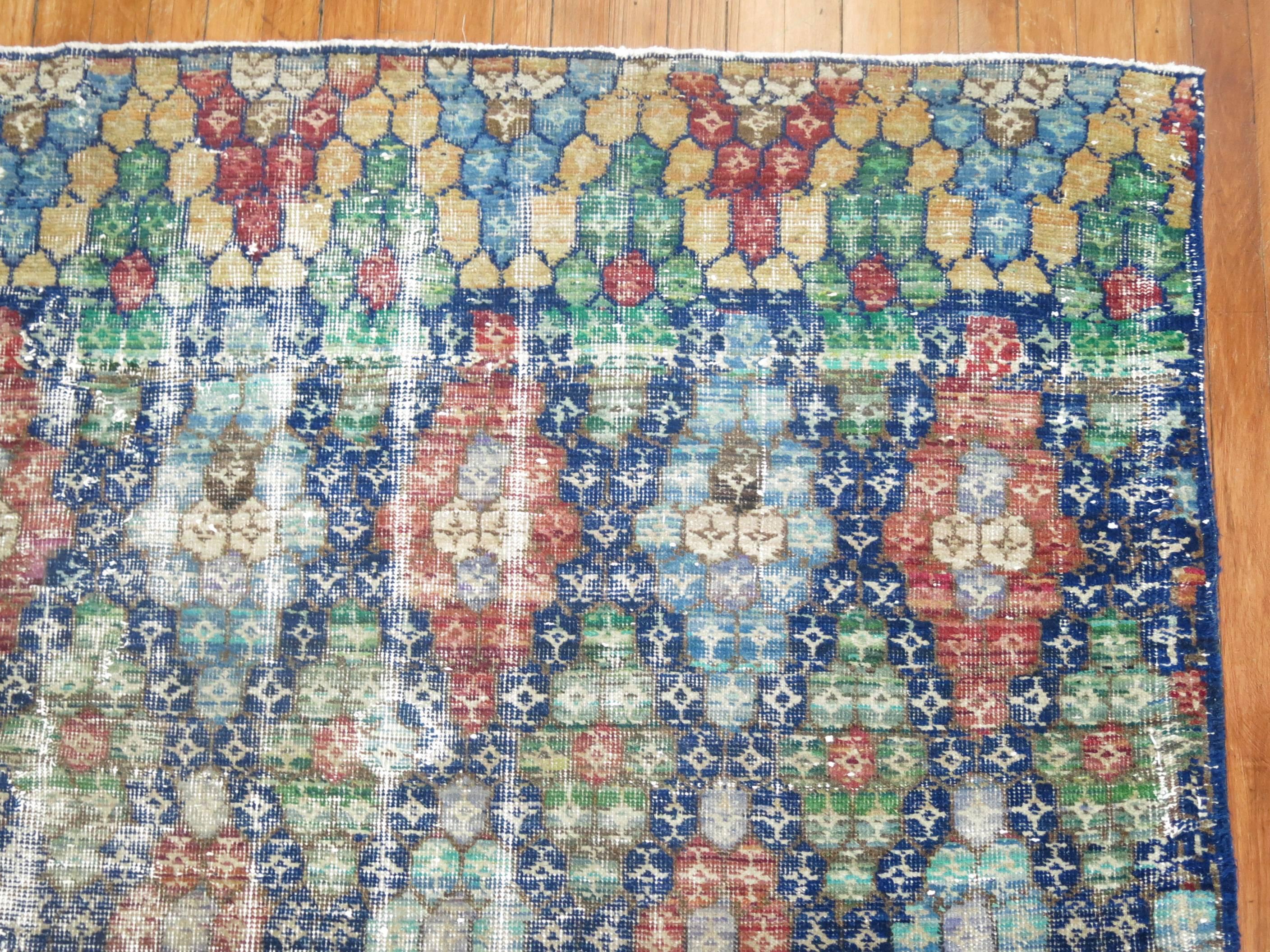 Alfombra Azul Shabby Chic Vintage Anatolian Deco siglo XX en venta