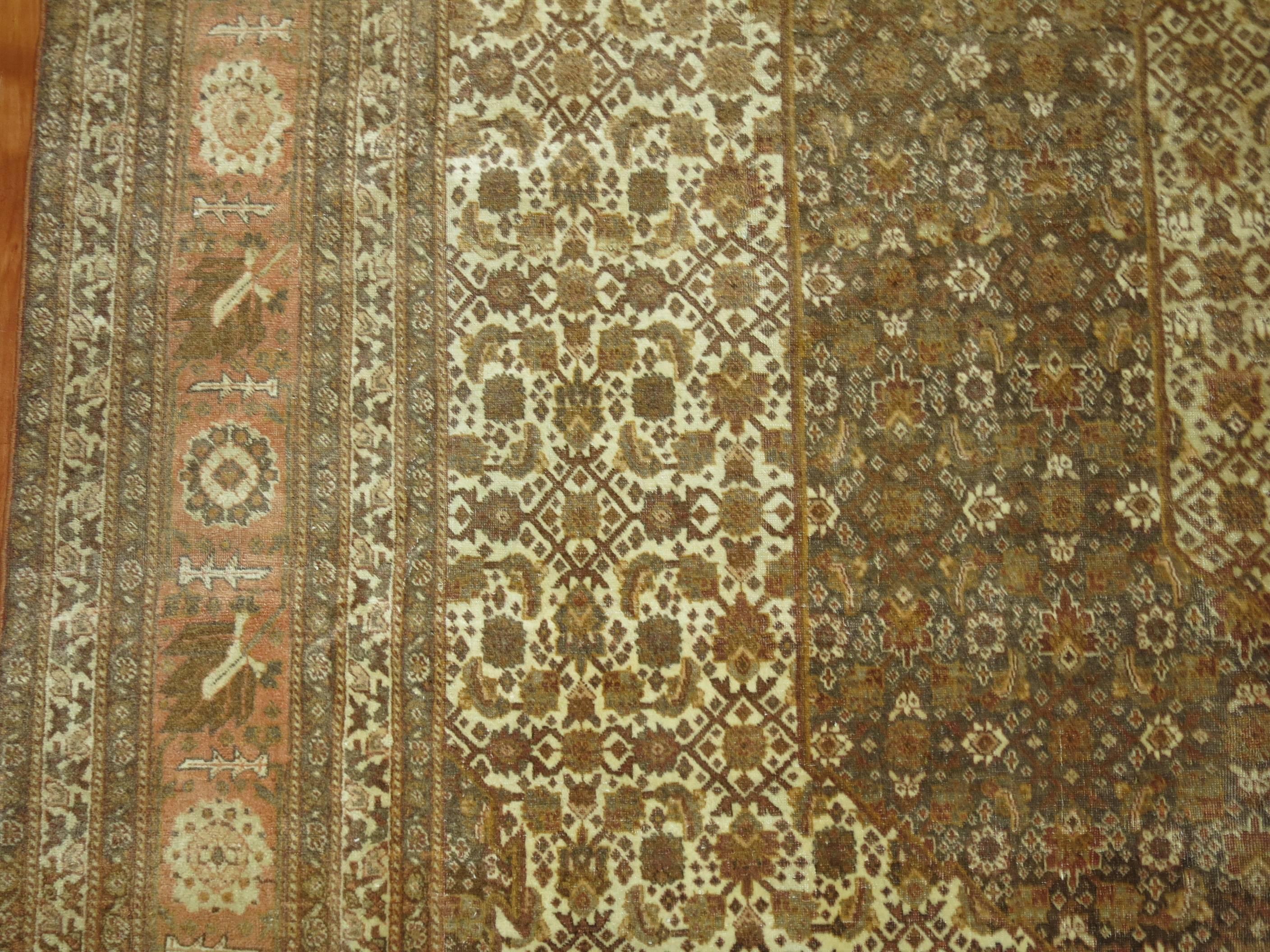 Hand-Woven Antique Persian Tabriz Carpet For Sale