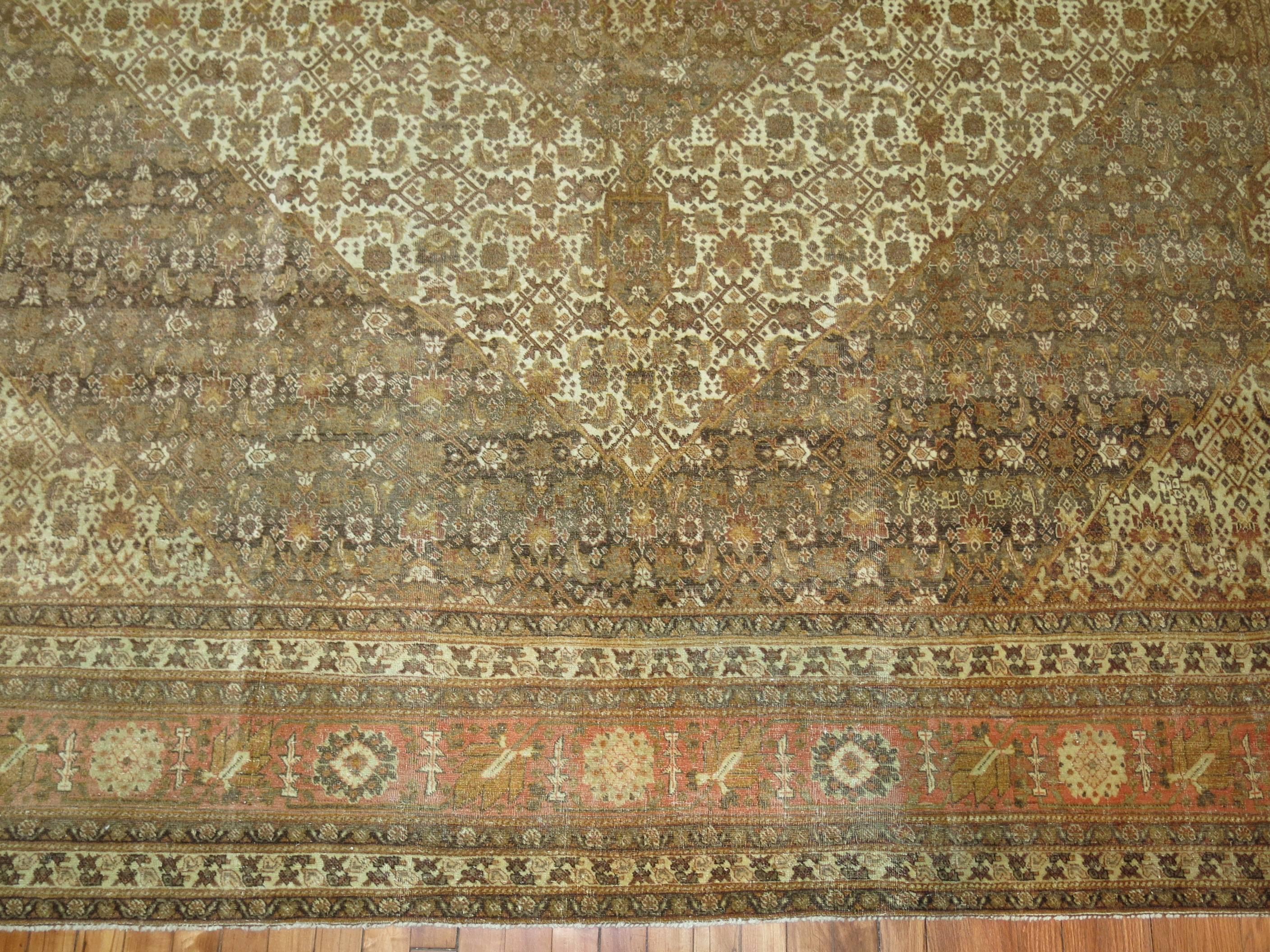 Antique Persian Tabriz Carpet In Excellent Condition For Sale In New York, NY