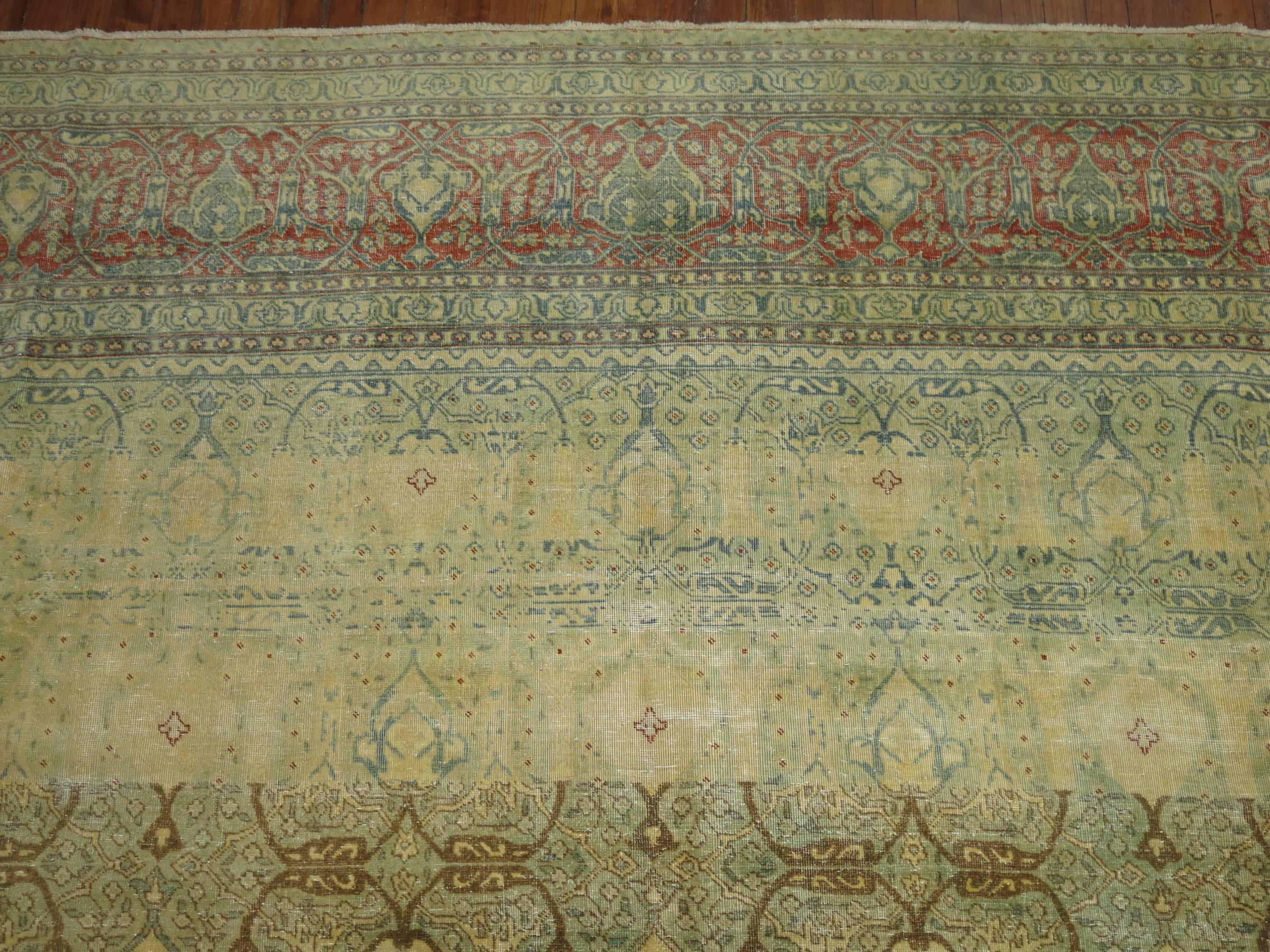 Asian Zabihi Collection Large Antique Persian Isfahan Carpet For Sale