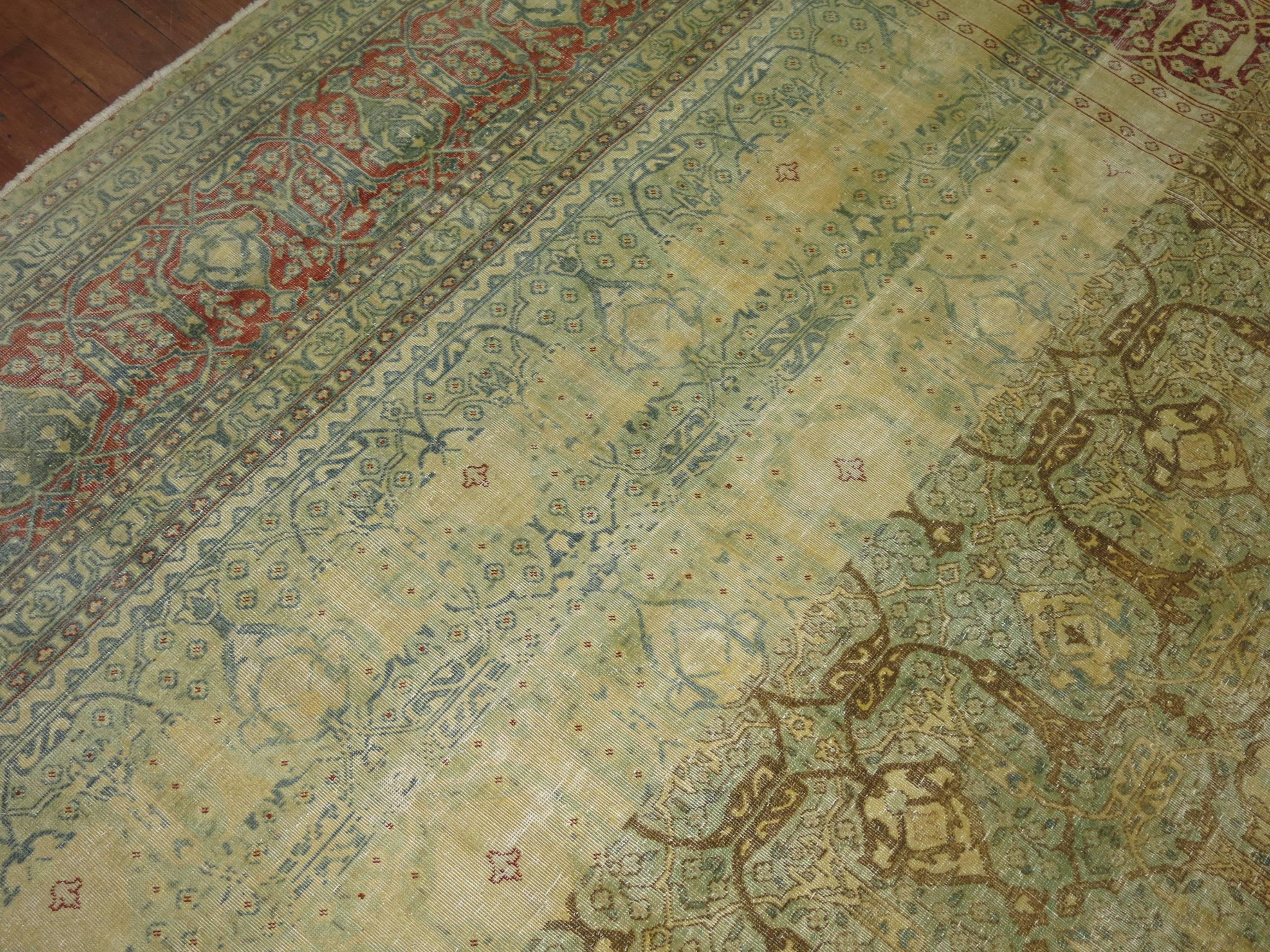 Wool Antique Persian Isfahan Carpet For Sale