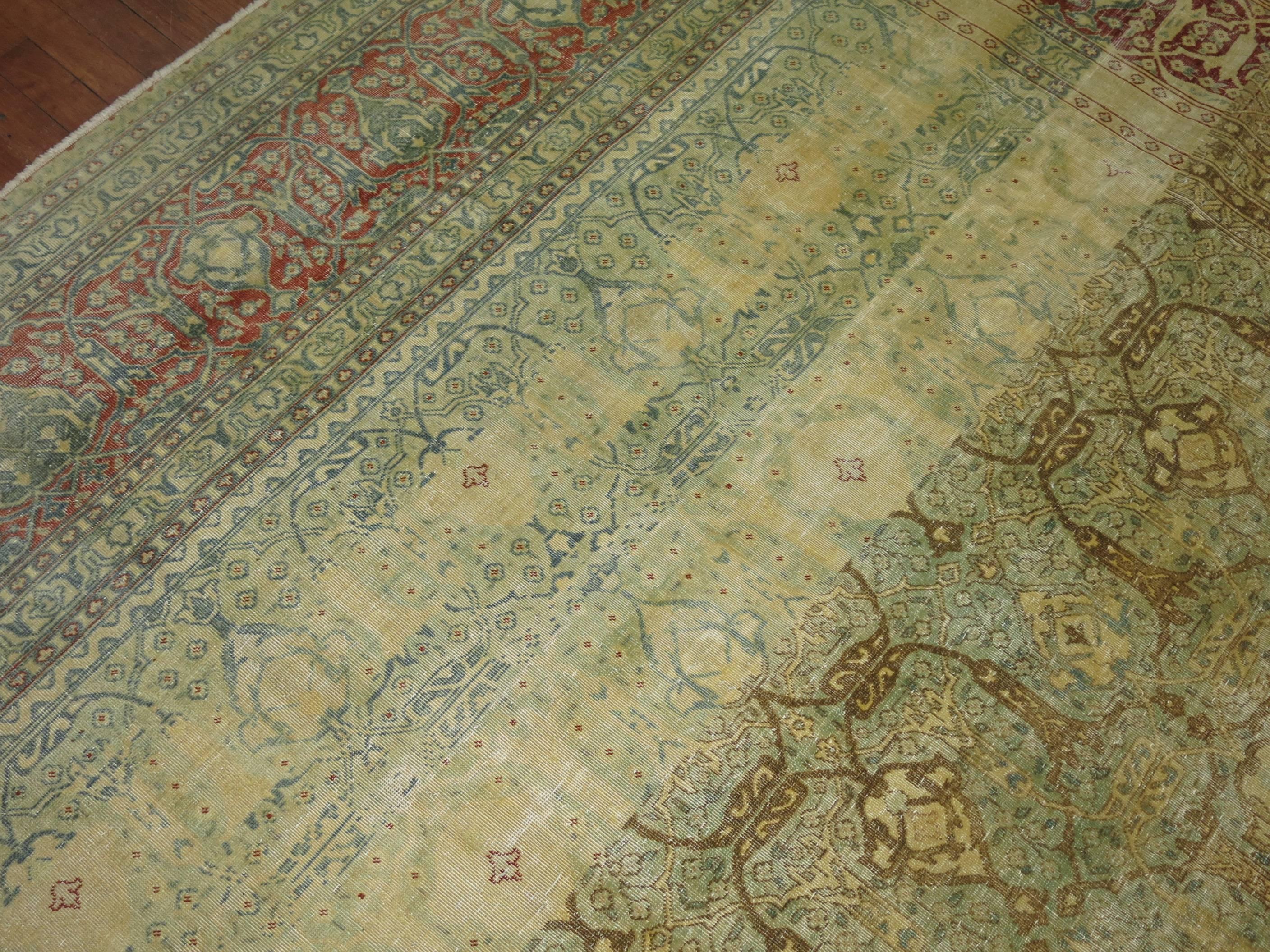 Wool Zabihi Collection Large Antique Persian Isfahan Carpet For Sale