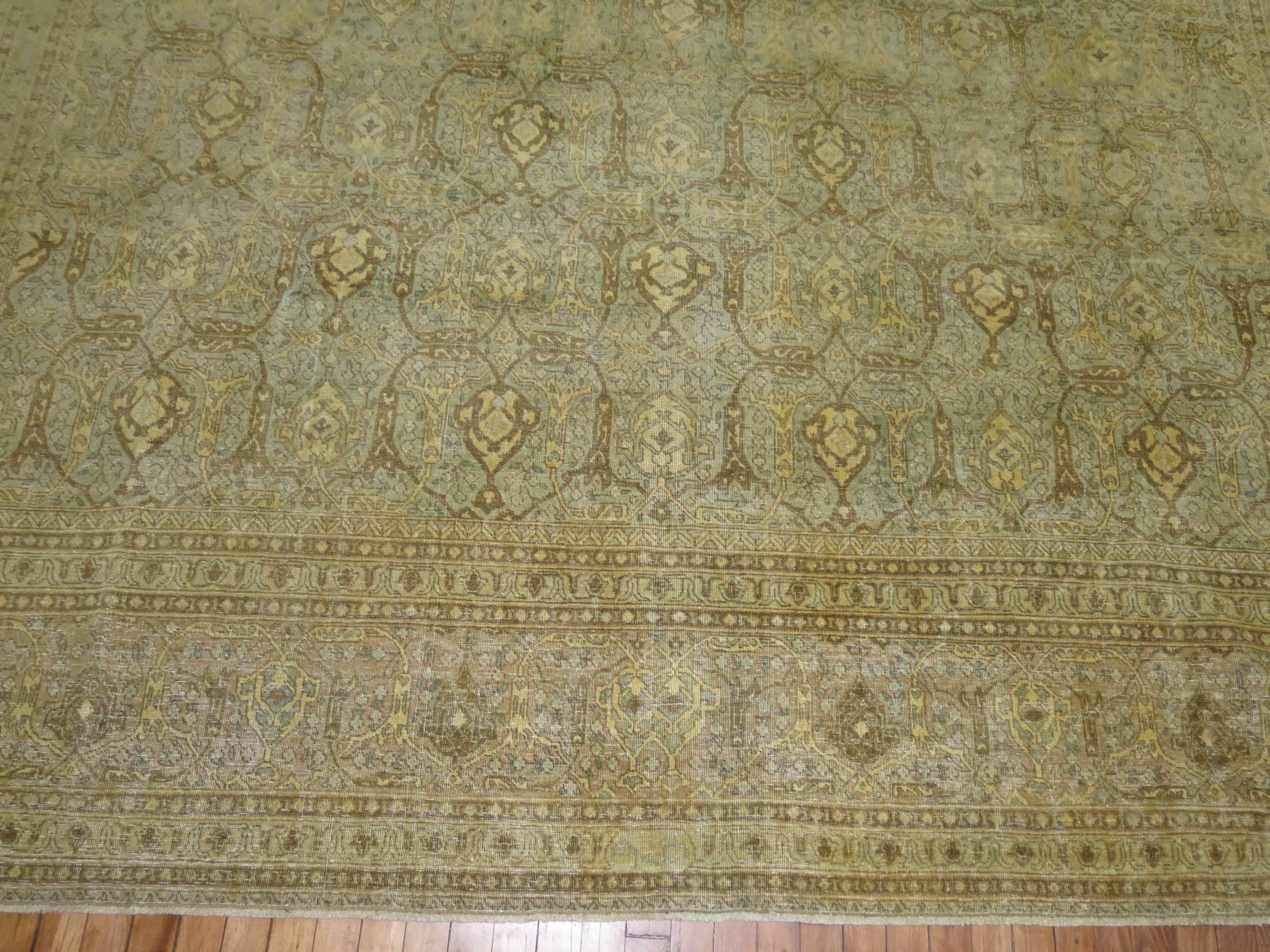 Zabihi Collection Large Antique Persian Isfahan Carpet For Sale 2