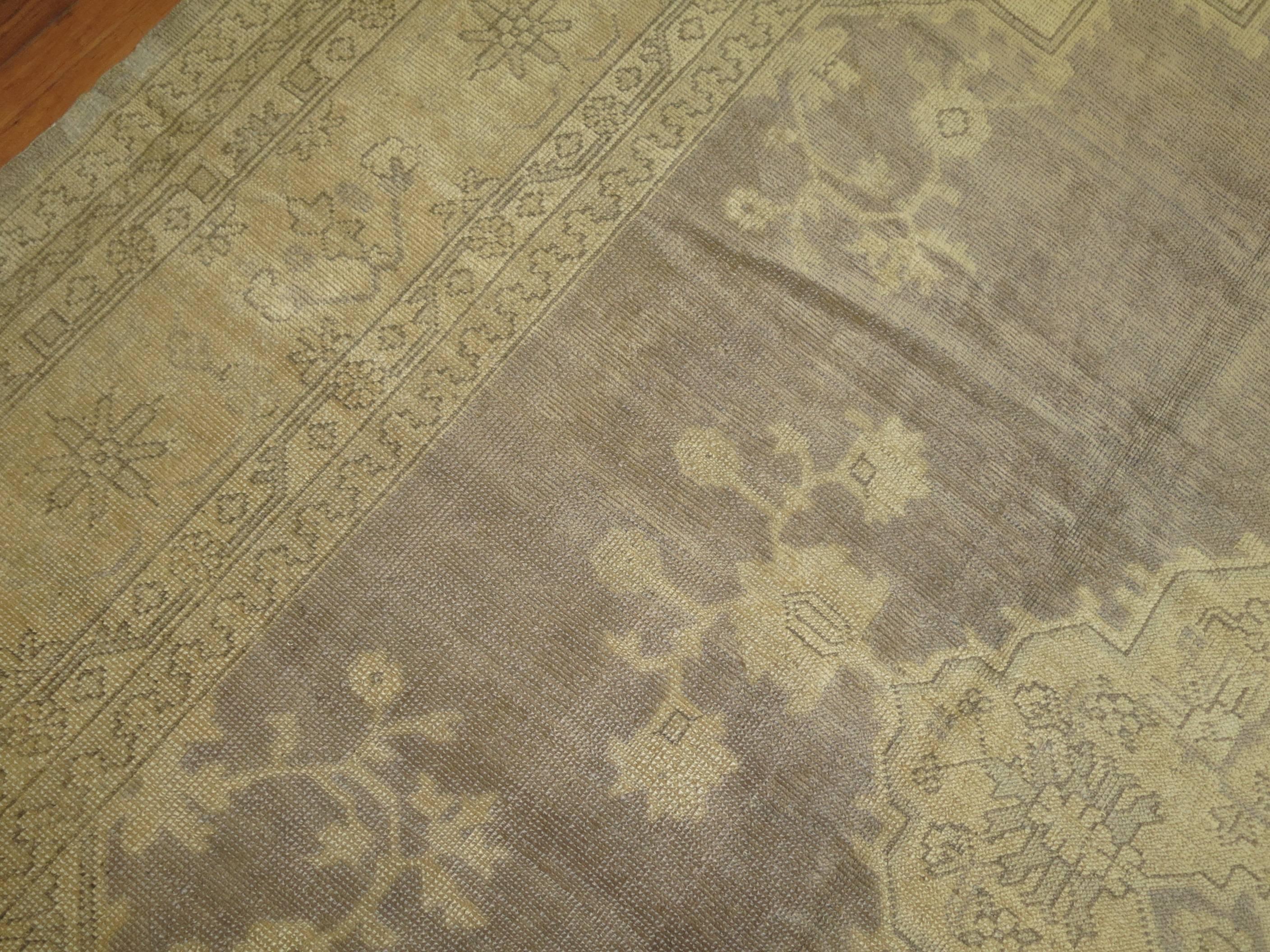 Zabihi Collection Square Antique Turkish Oushak Rug For Sale 2