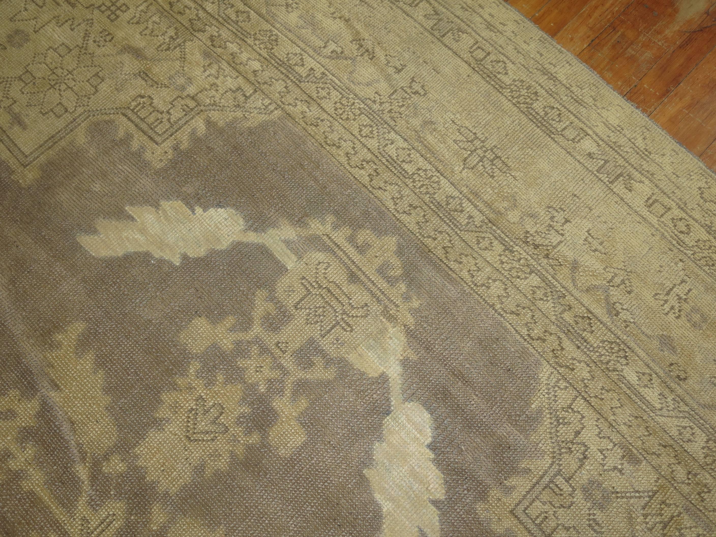 Gray Antique Turkish Oushak Rug For Sale 3