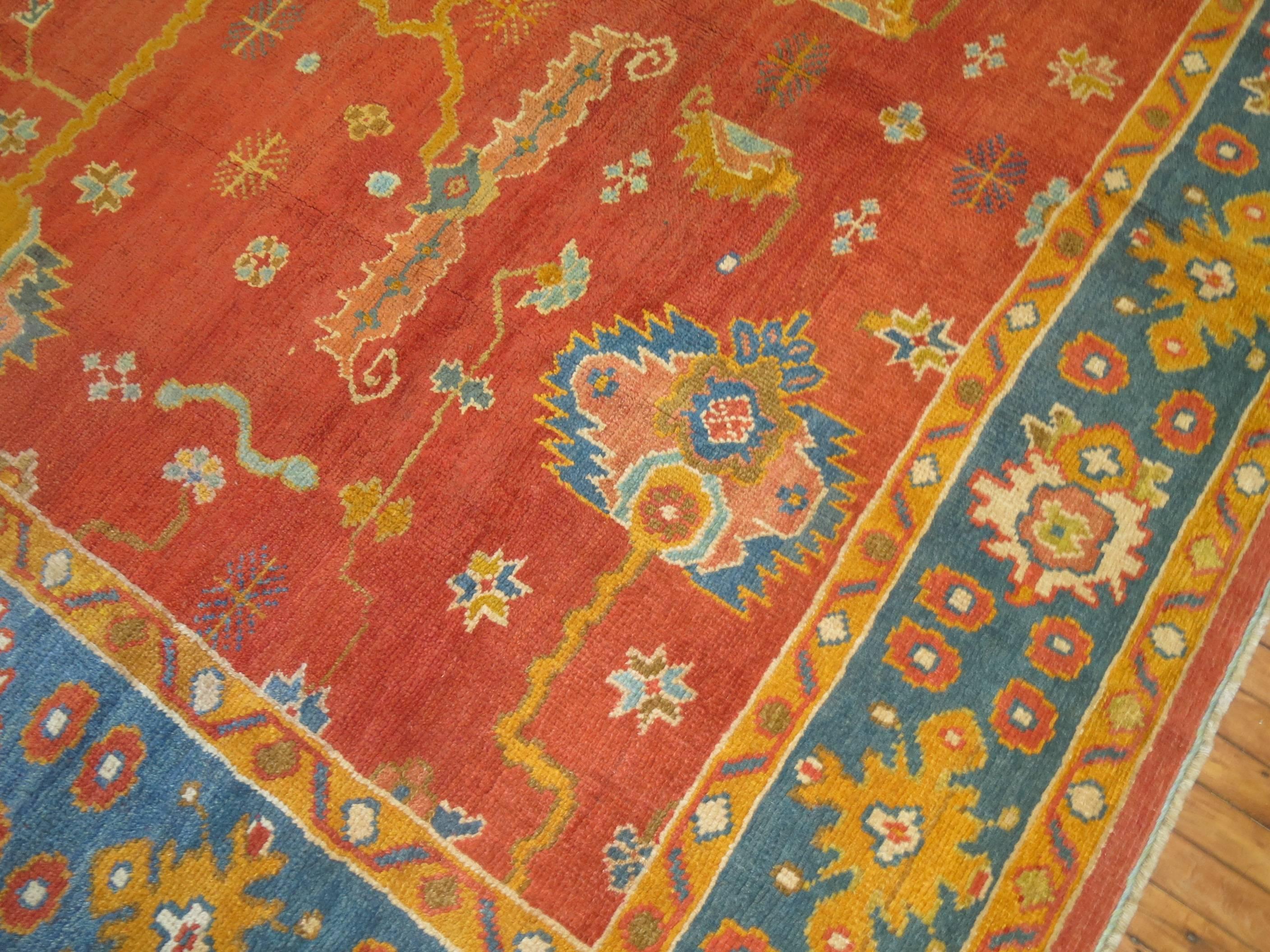 Persian Vintage Inspired Square Turkish Oushak For Sale