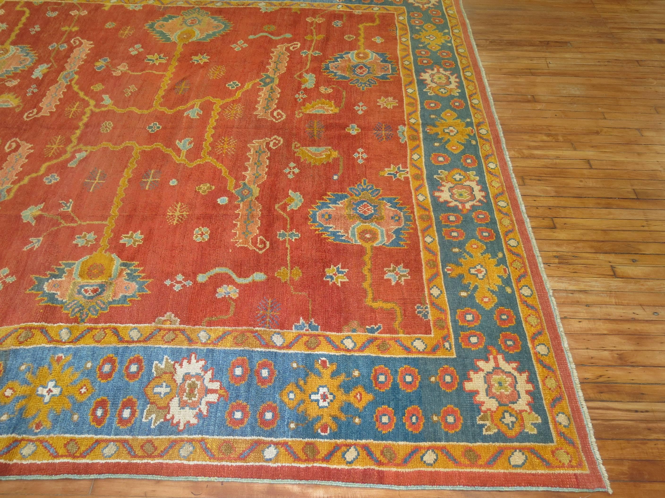 Vintage Inspired Square Turkish Oushak In Excellent Condition For Sale In New York, NY