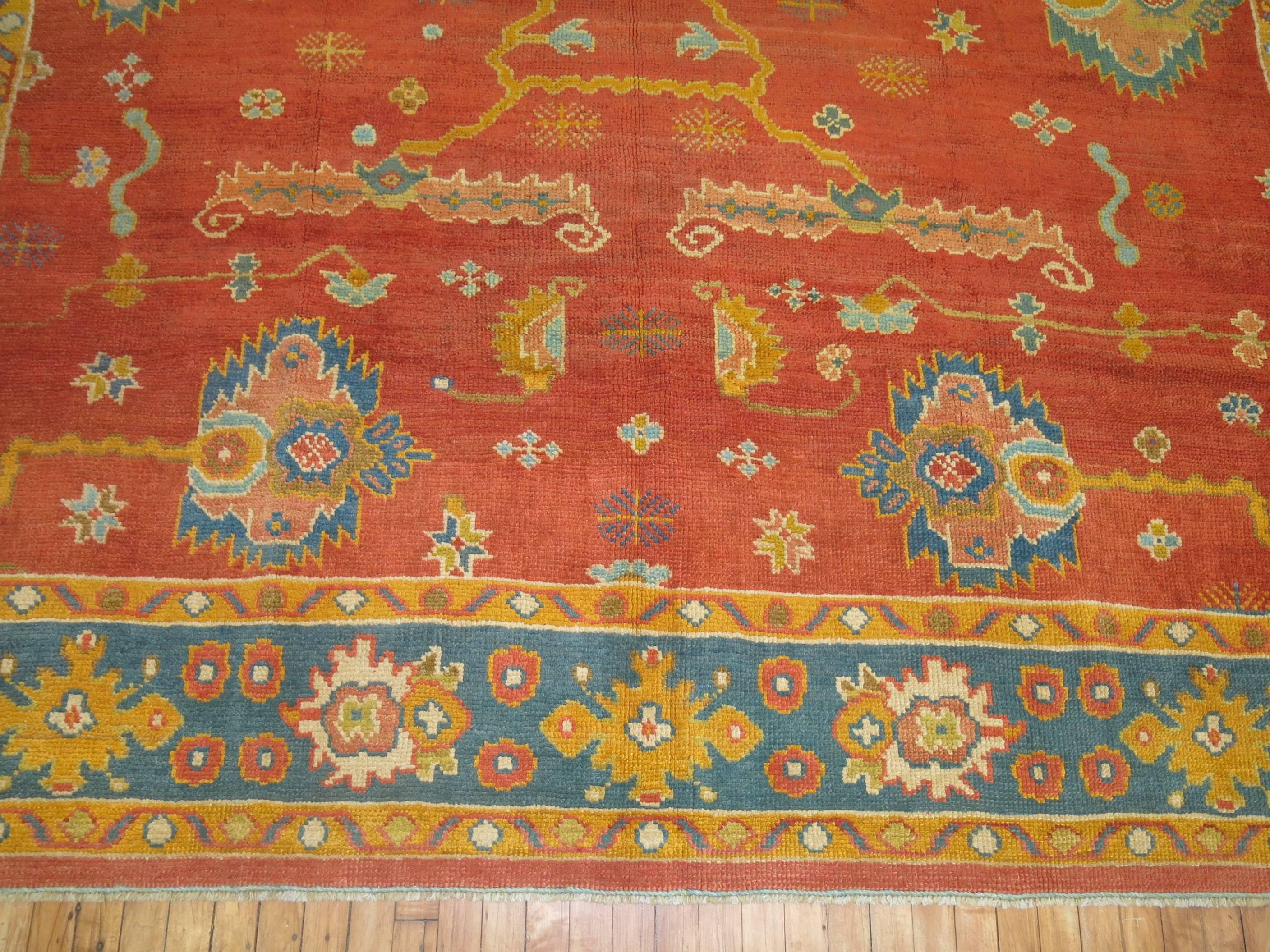 Wool Vintage Inspired Square Turkish Oushak For Sale