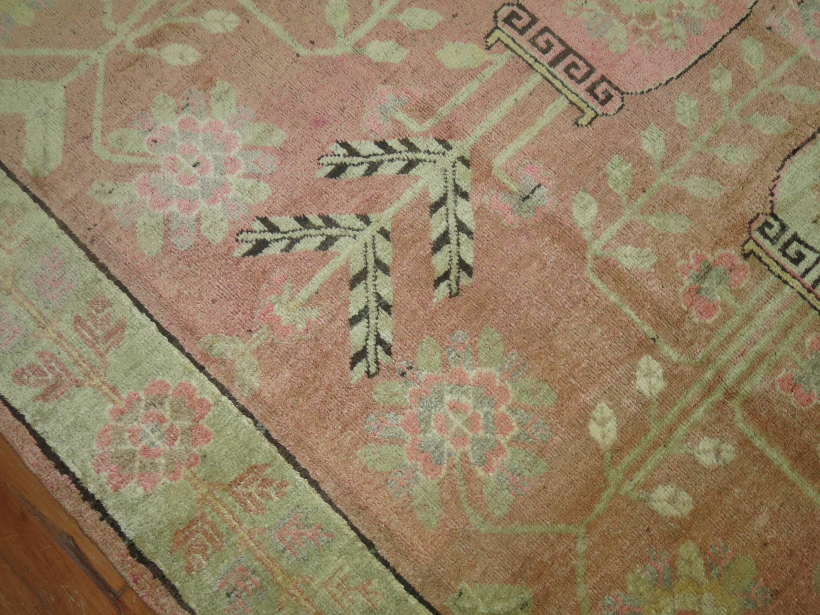 Wool Pink Samarkand Khotan Rug For Sale