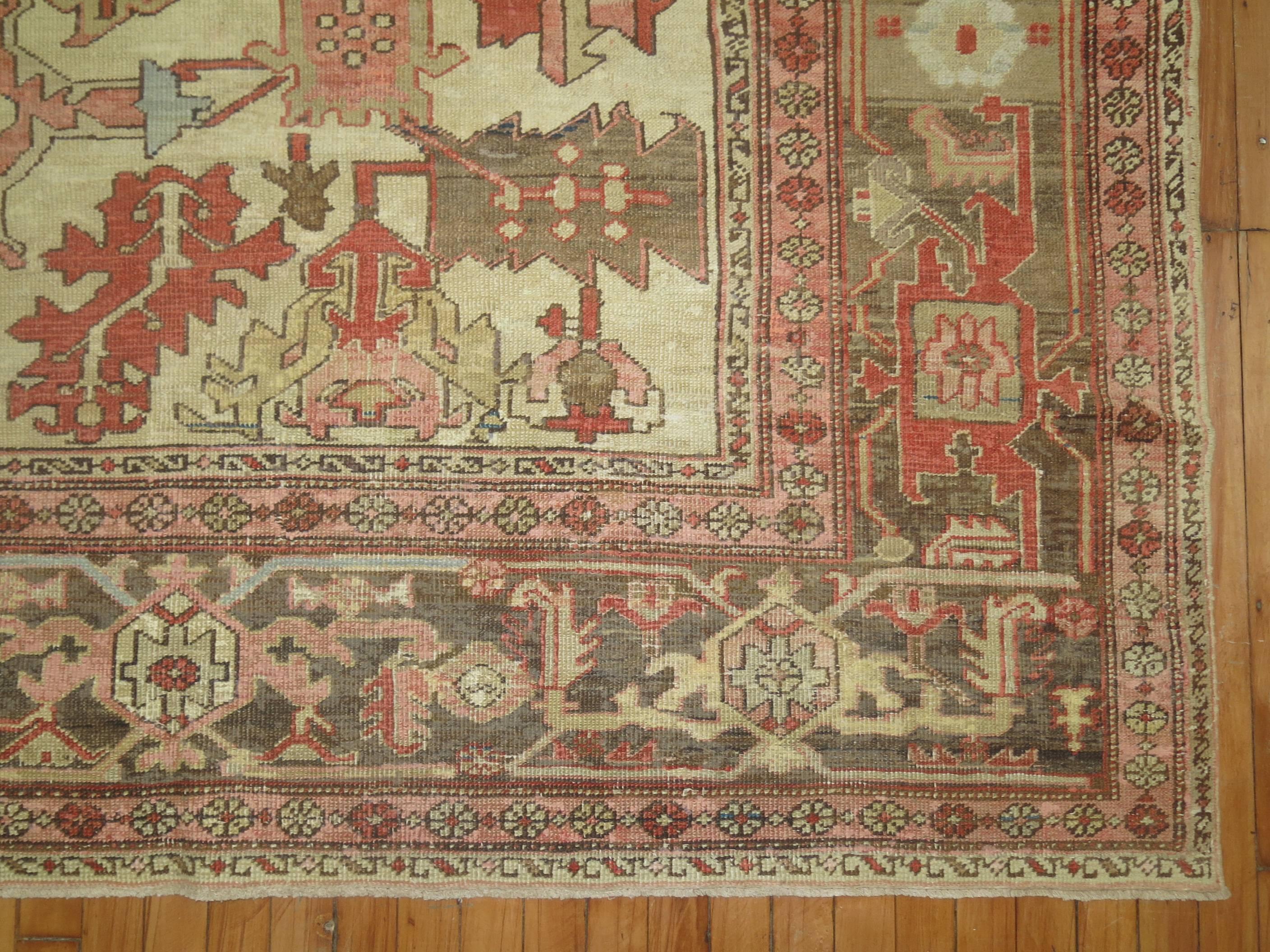 Wool Antique Persian Heriz Serapi Rug For Sale