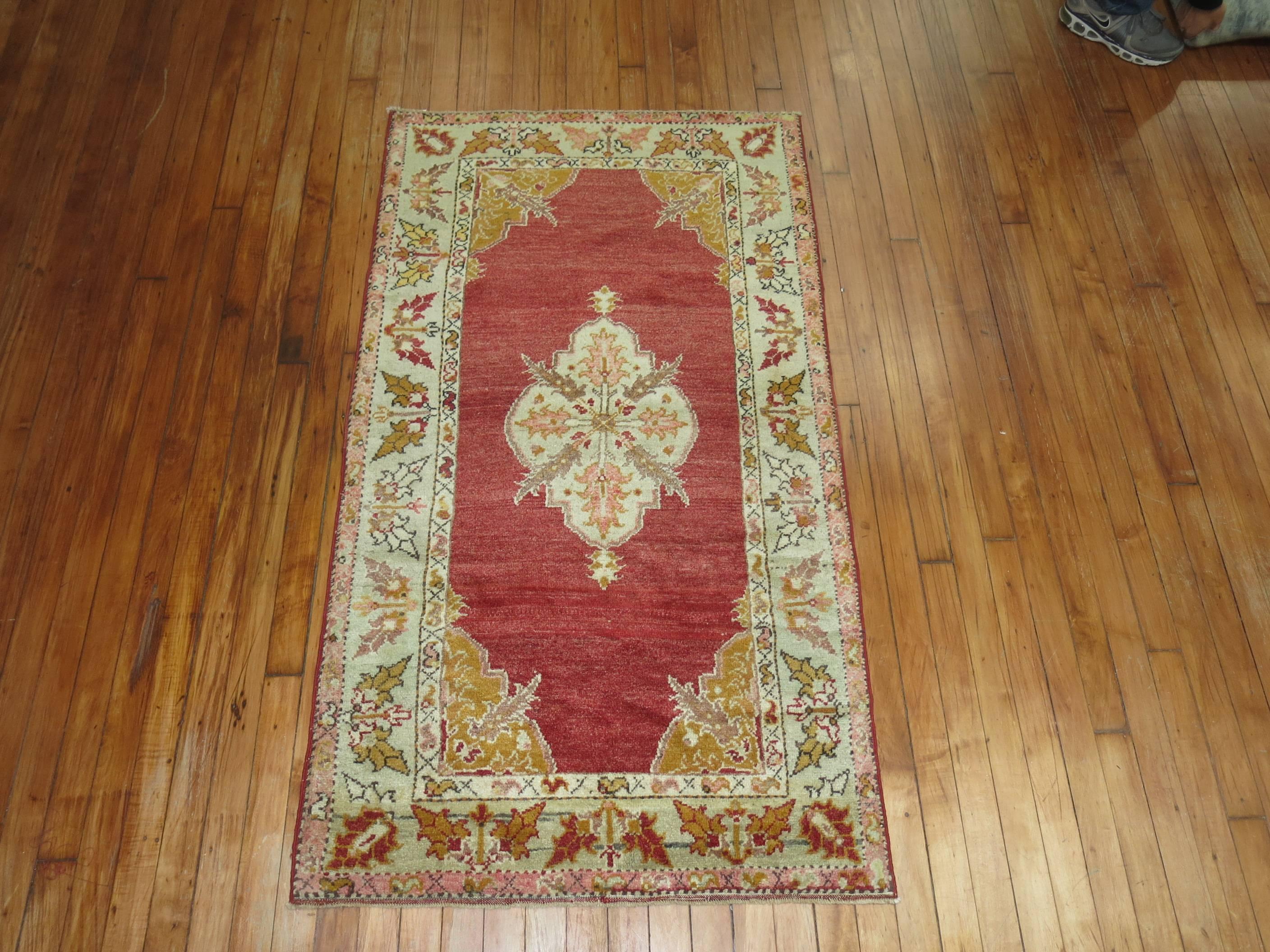 Hand-Woven Antique Turkish Scatter Throw Rug For Sale