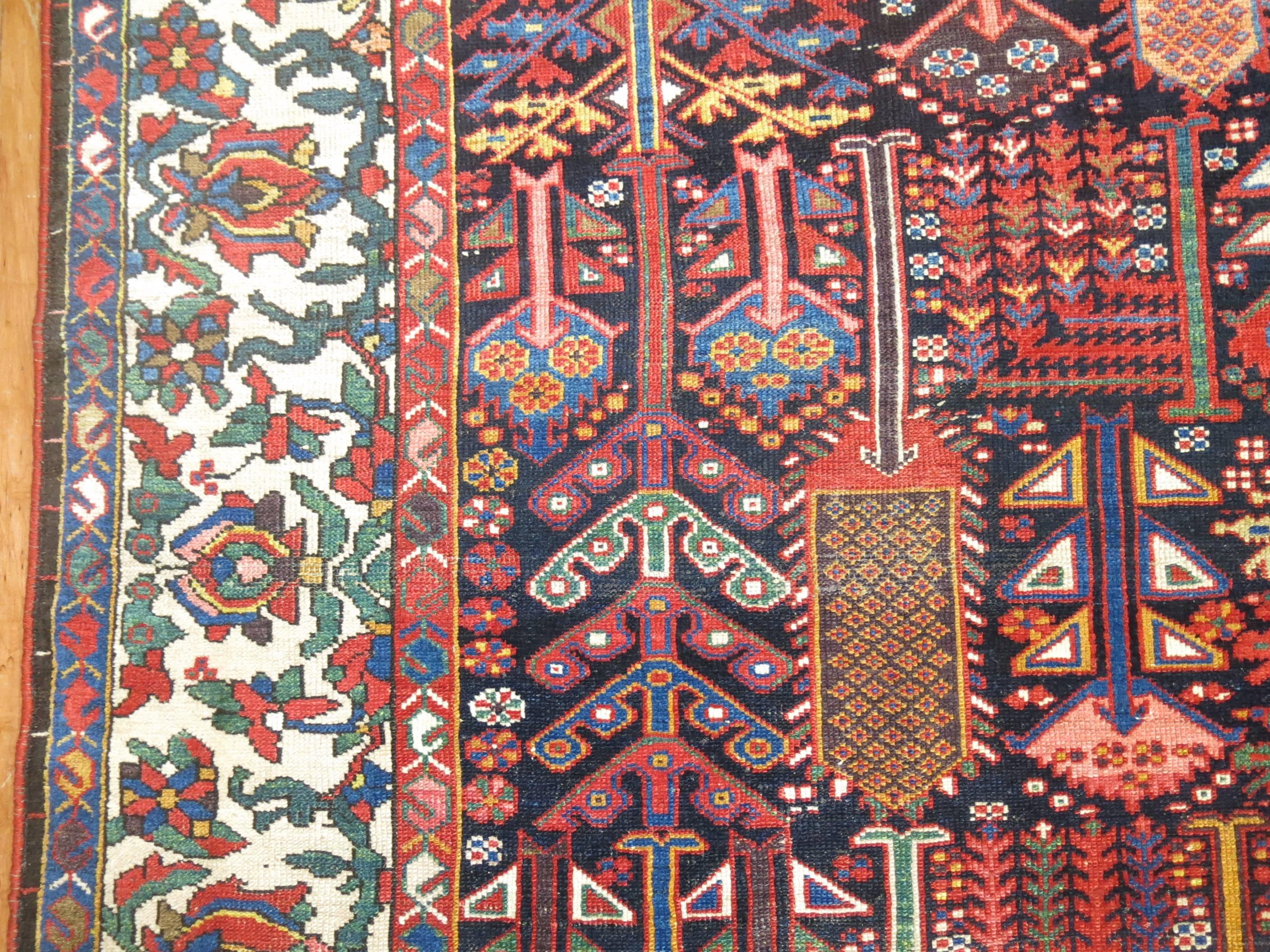 Bakshaish Antique Persian Bakhtiari Willow Tree Carpet
