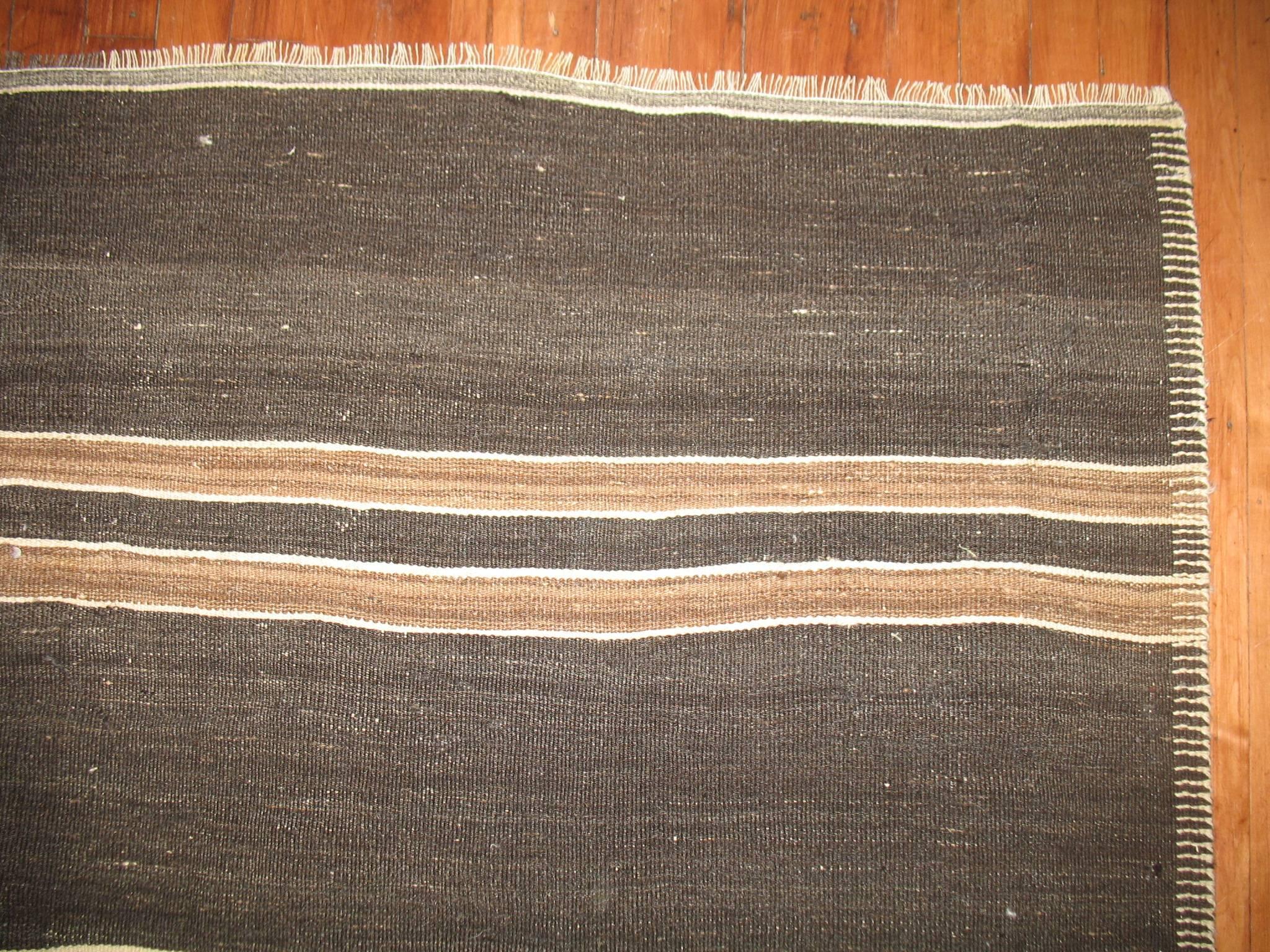 Mid-Century Modern Vintage Turkish Kilim Flat-Weave
