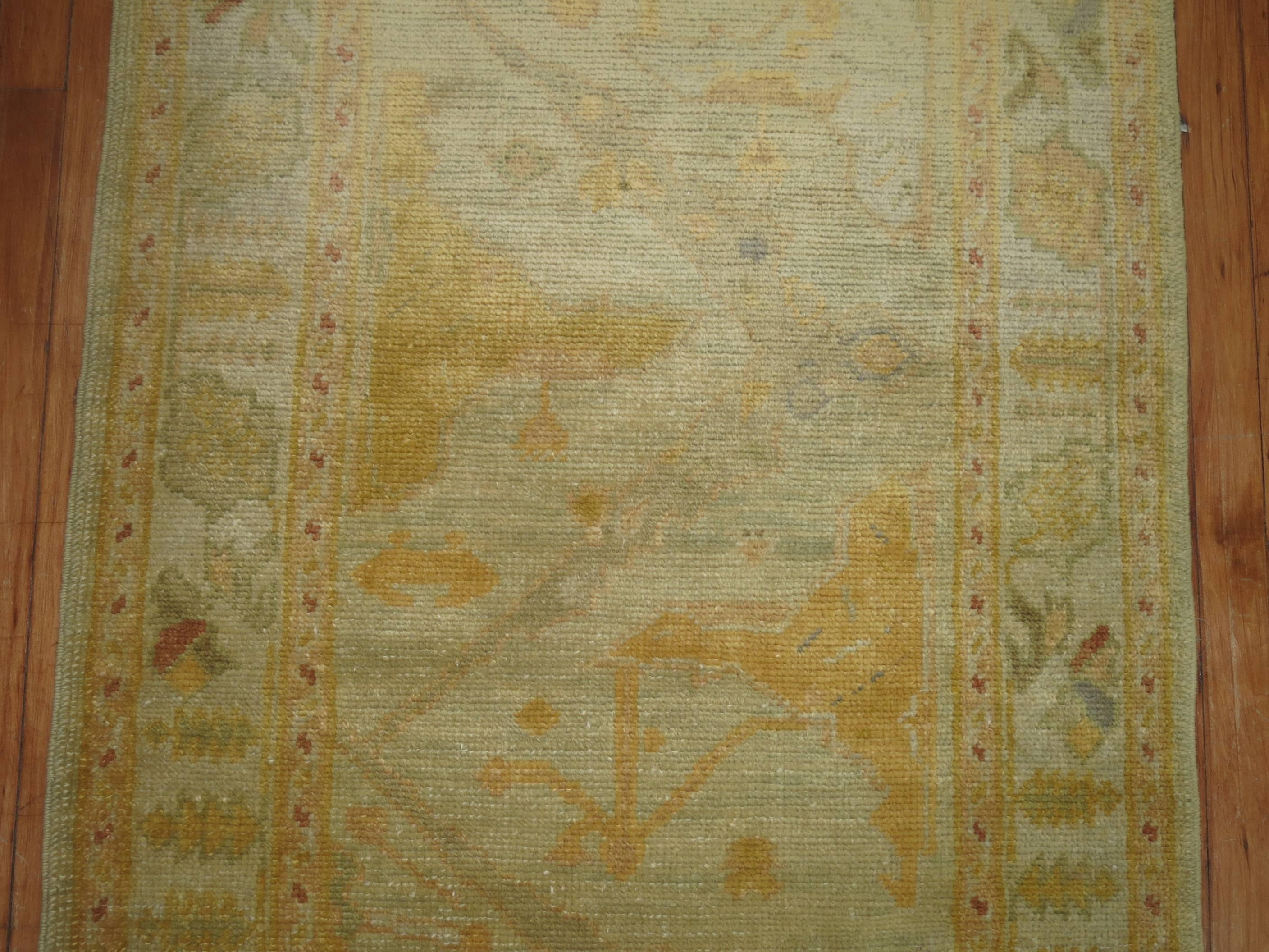 20th Century Gold Brown Vintage Inspired Turkish Runner For Sale