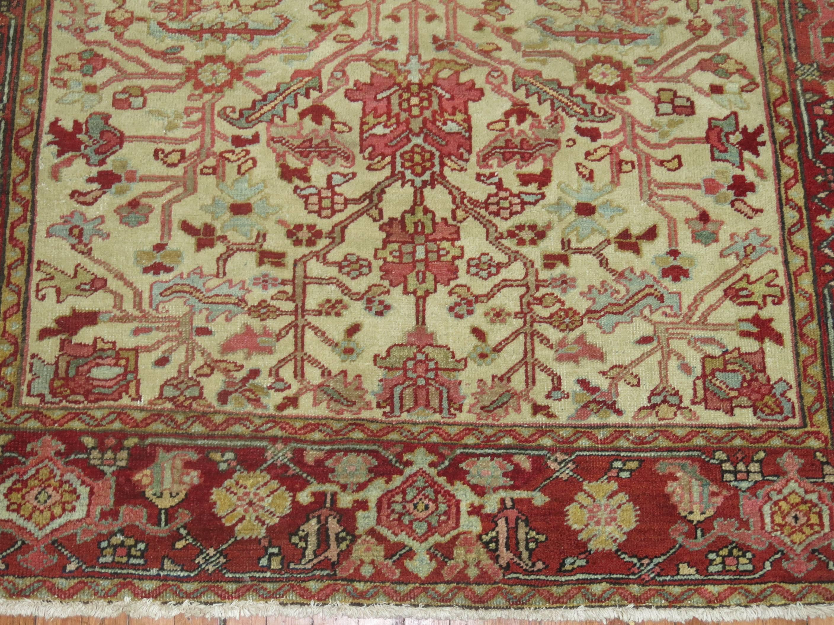 Square Vintage Persian Heriz Carpet In Excellent Condition For Sale In New York, NY