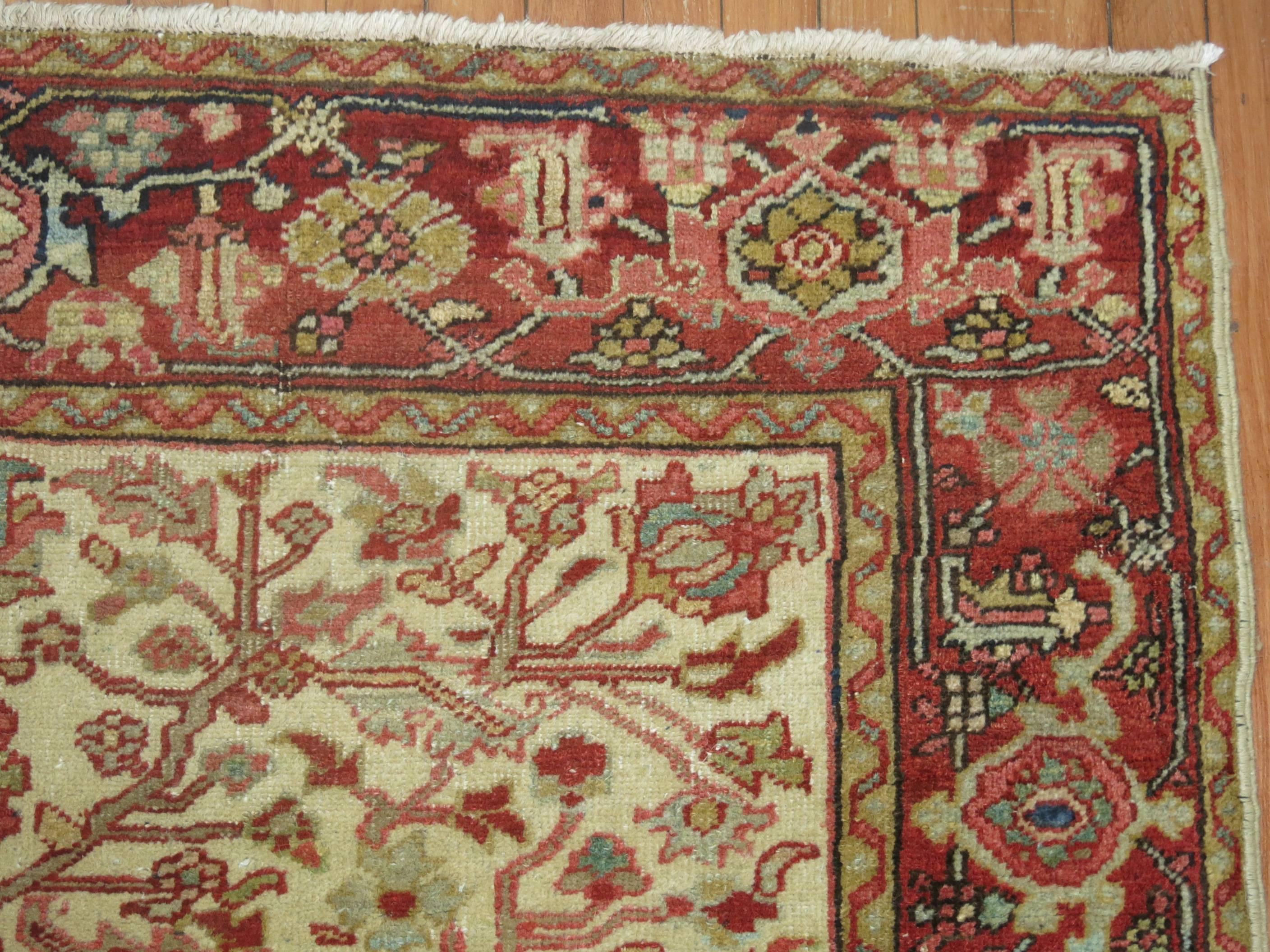 20th Century Square Vintage Persian Heriz Carpet For Sale