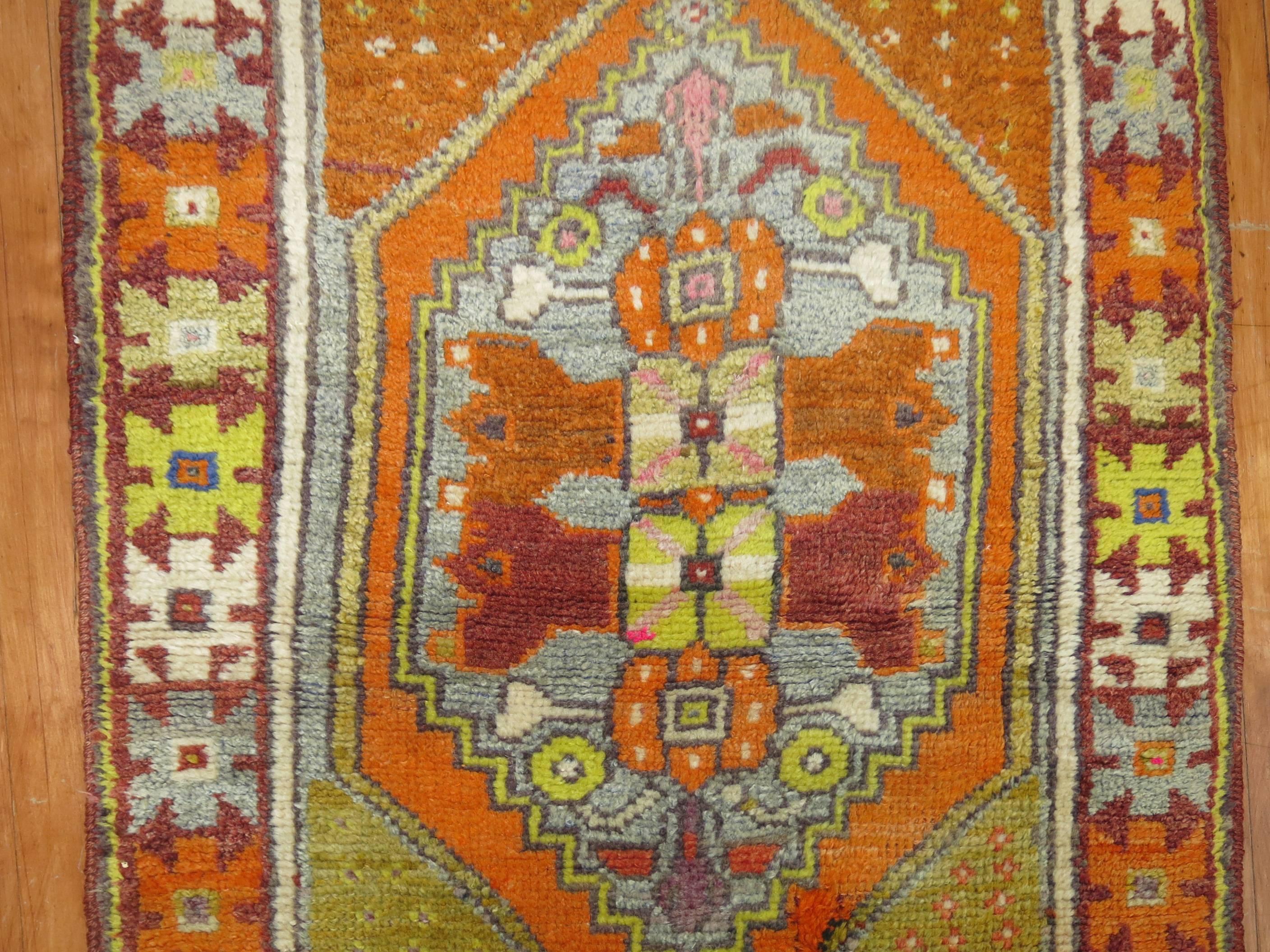 Quirky vintage Turkish Anatolian rug.