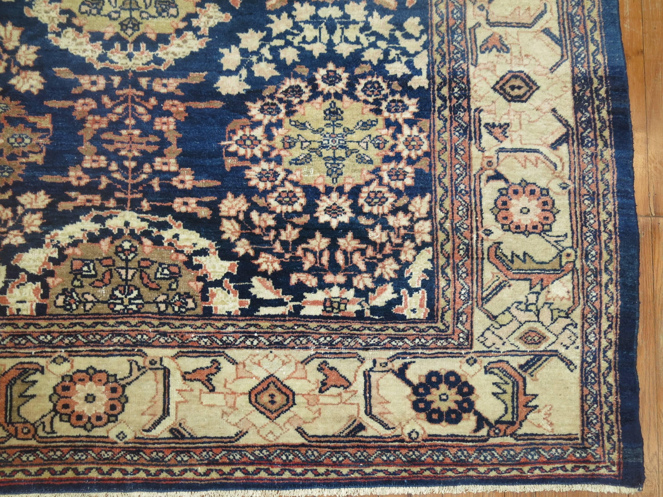 Wool Blue Persian Mahal Carpet For Sale