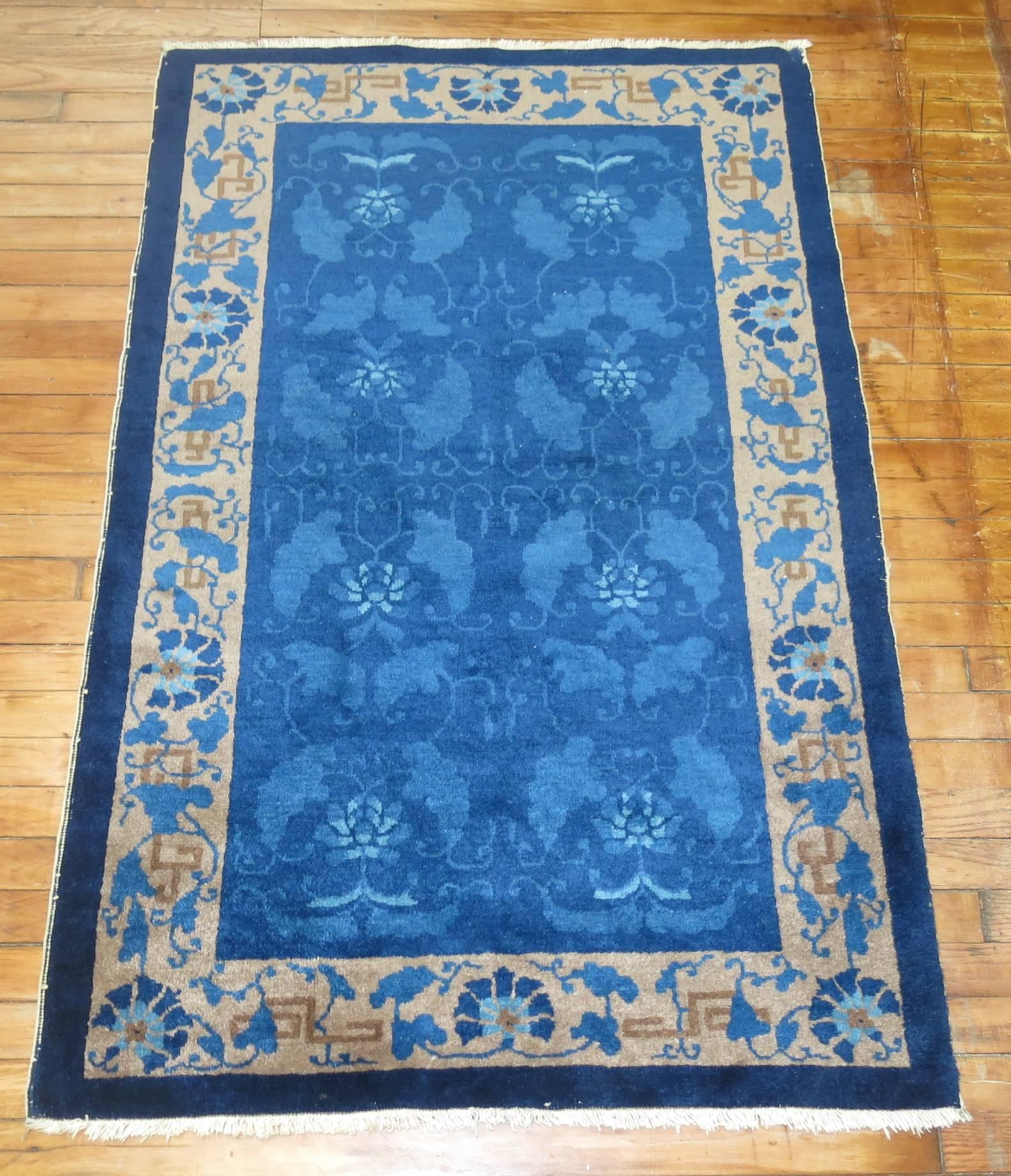 Charming Chinese Peking throw size rug.