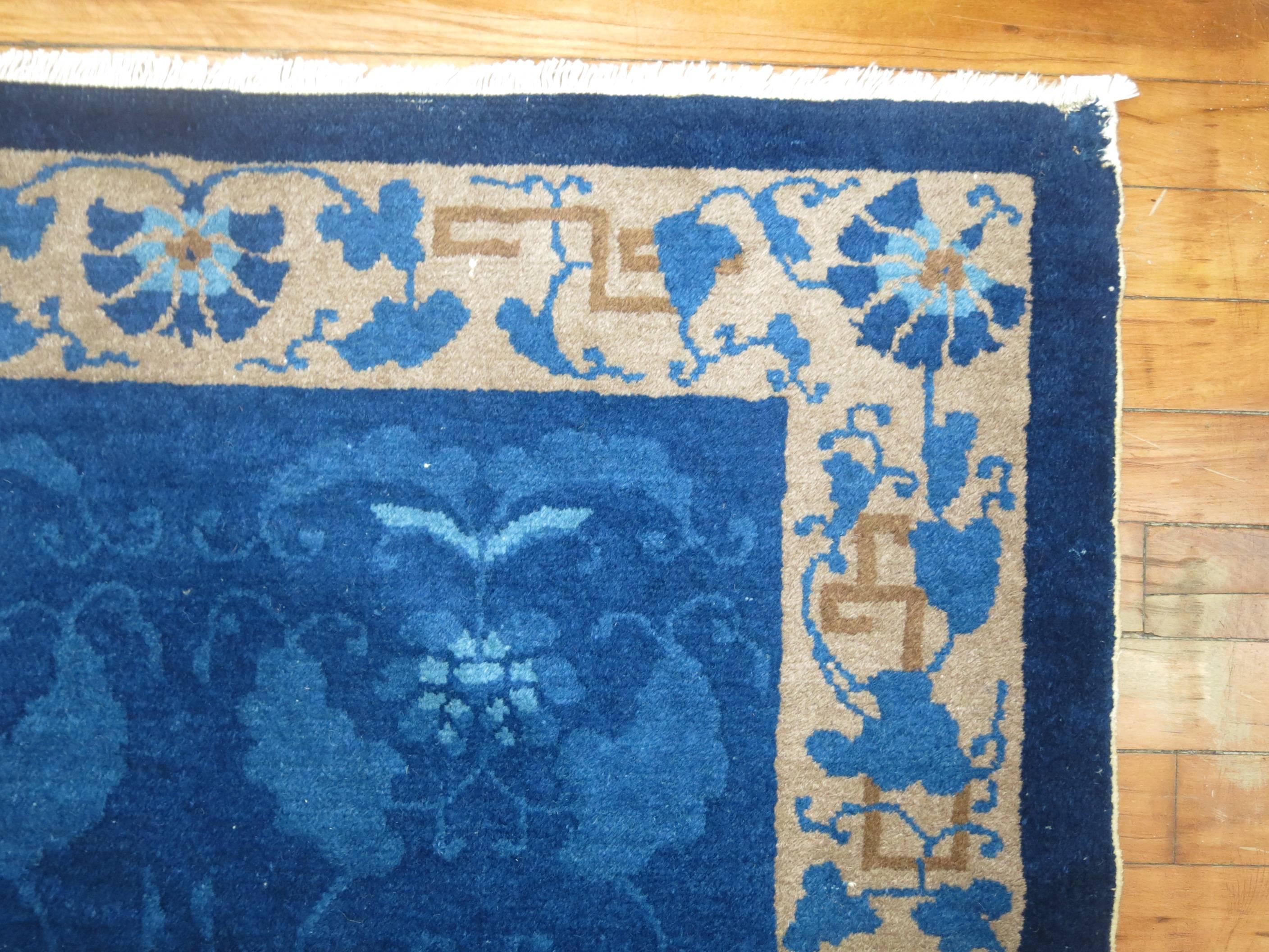 Scandinavian Modern Chinese Peking Blue Rug