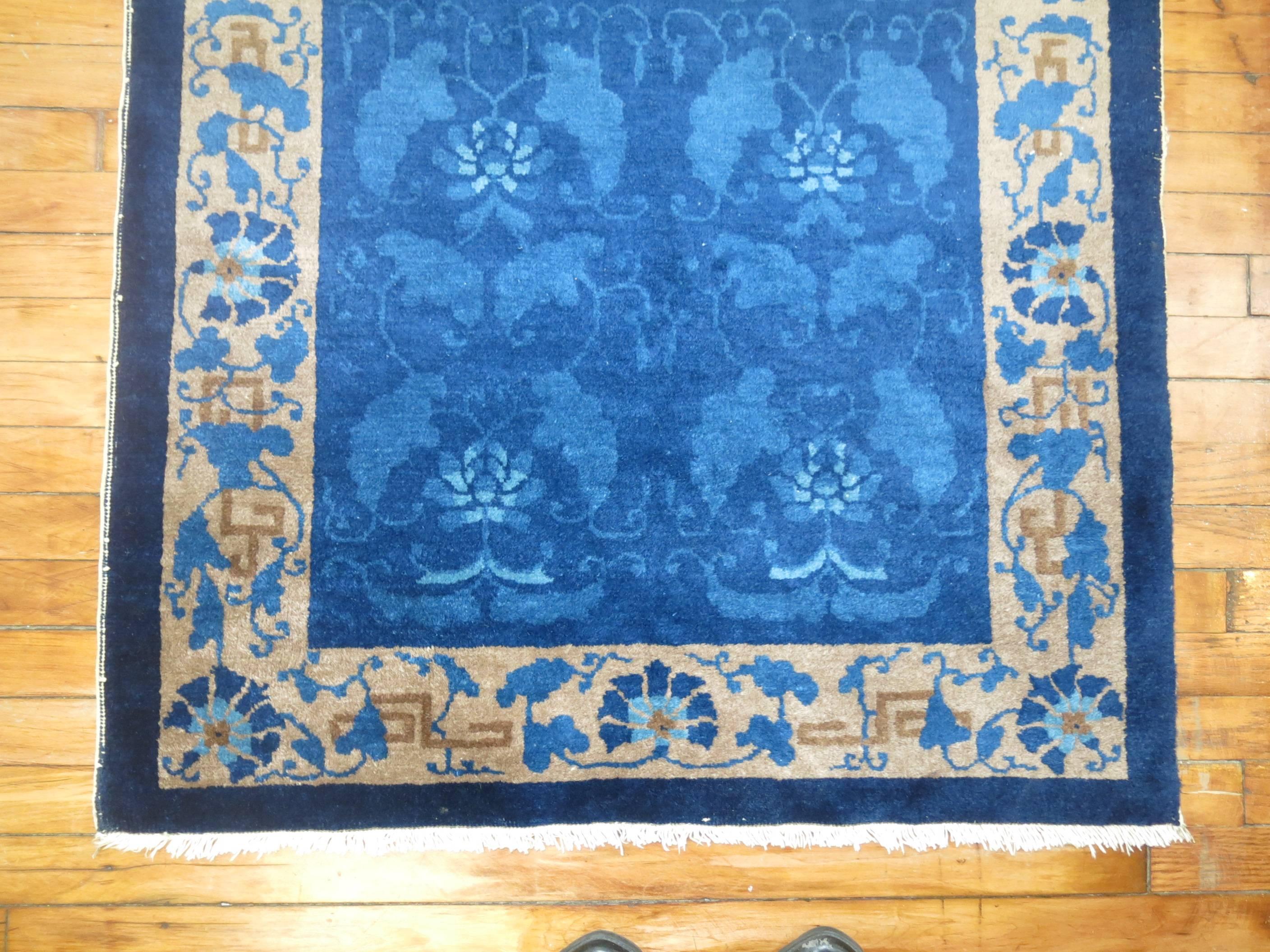 Chinese Peking Blue Rug In Excellent Condition In New York, NY