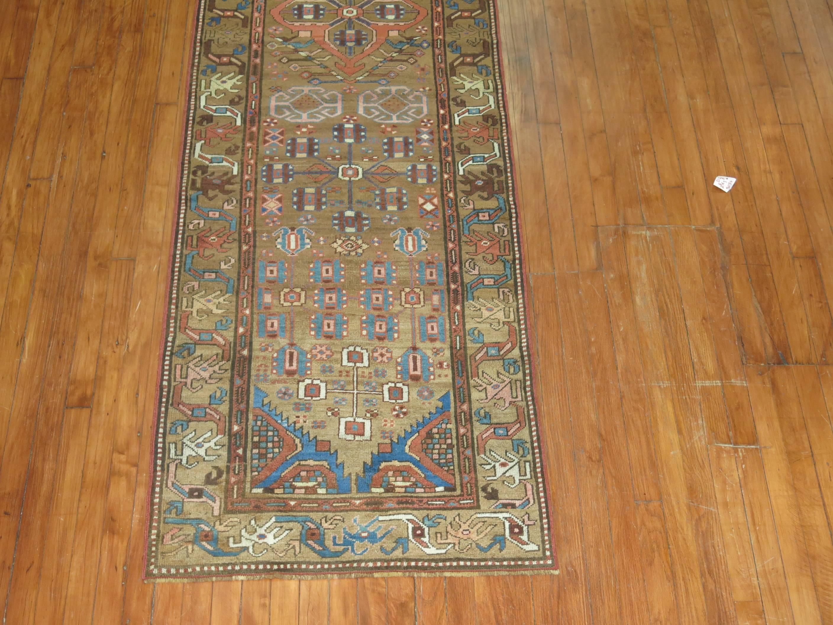 Tribal Camel Persian Bakshaish Runner, Early 20th Century For Sale 2