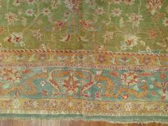 Zabihi Collection Green Antique Turkish Oushak Rug