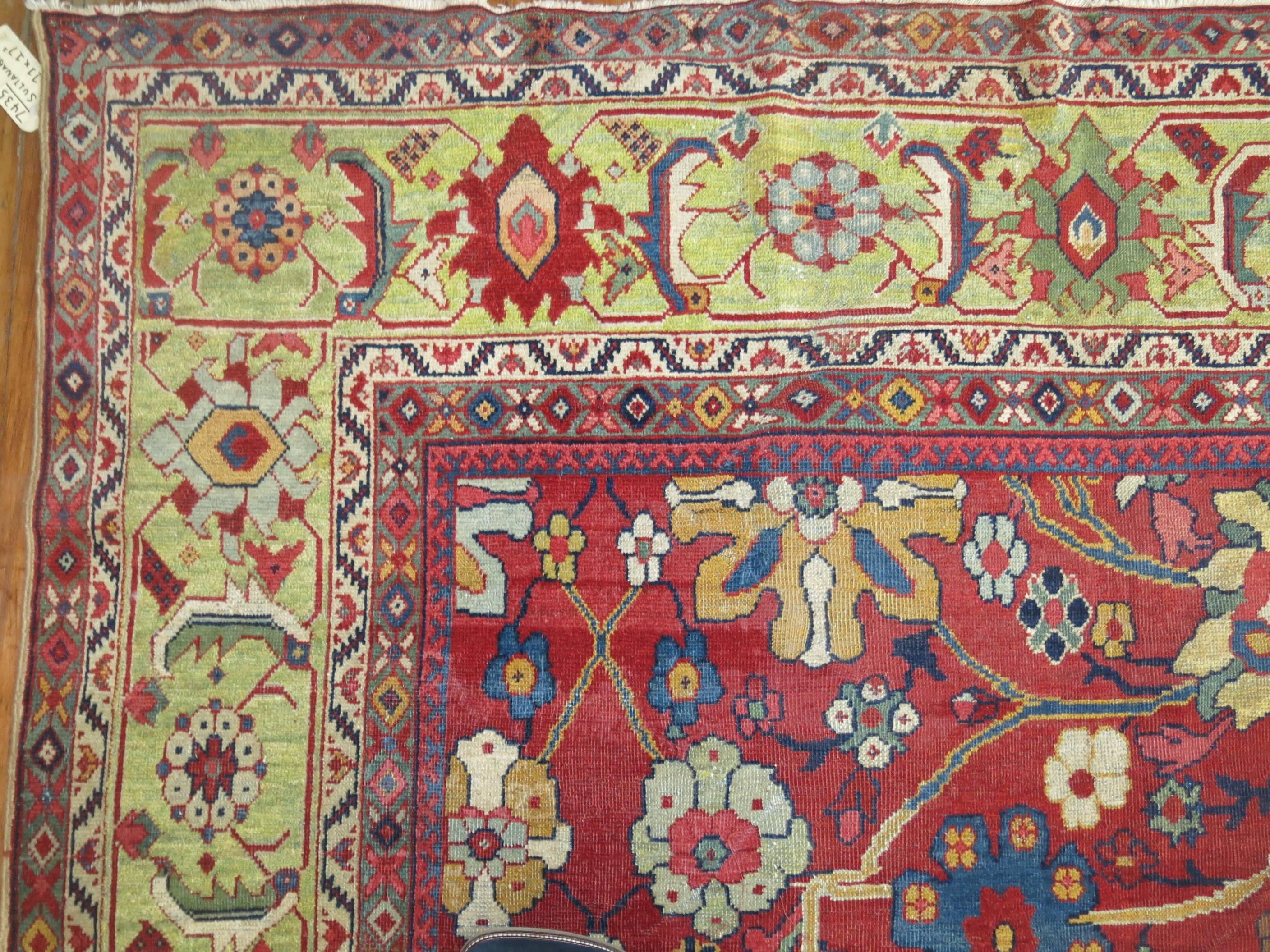 Sultanabad Antique Persian Mahal Rug For Sale