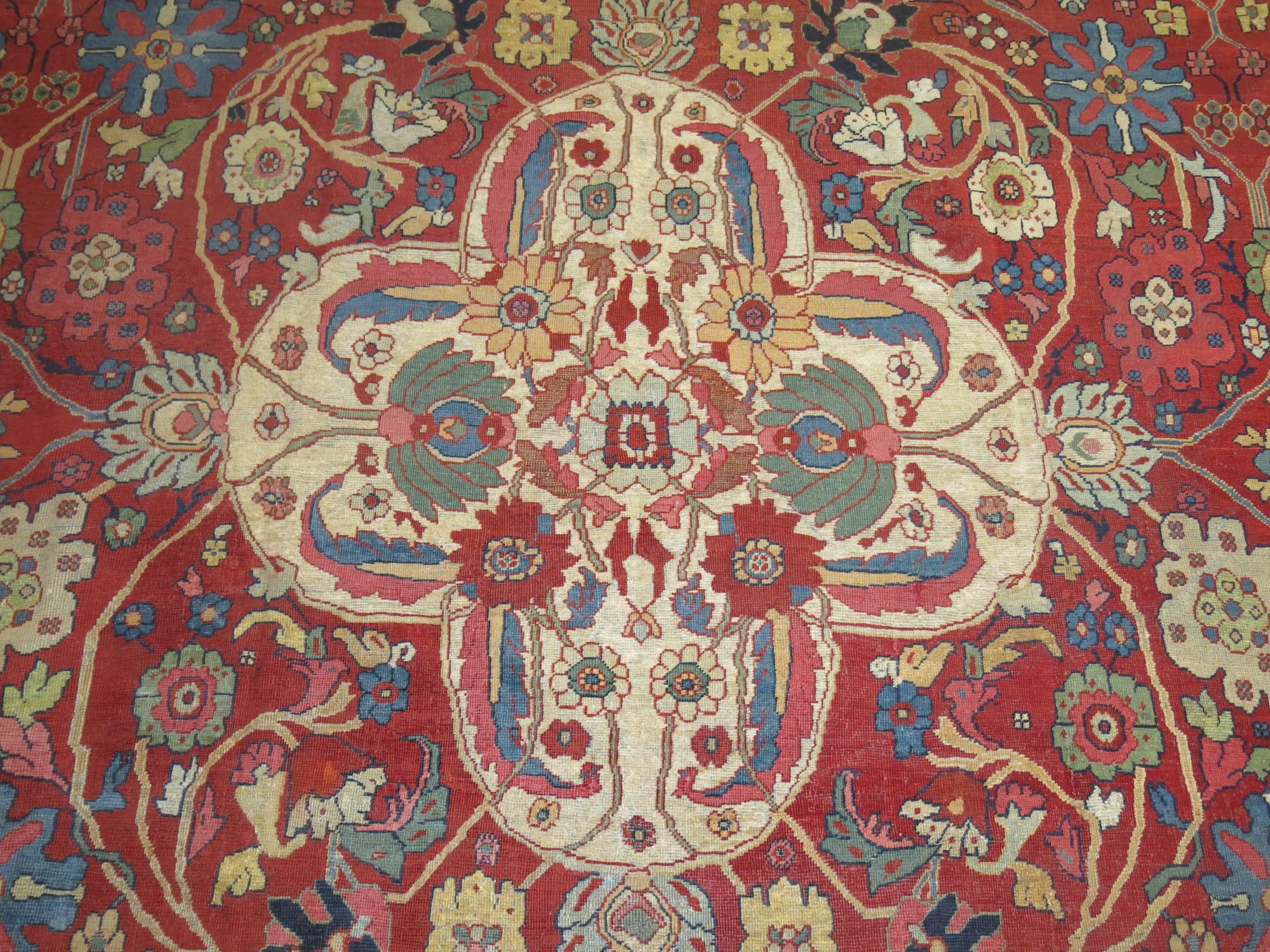 Antique Persian Mahal Rug For Sale 3