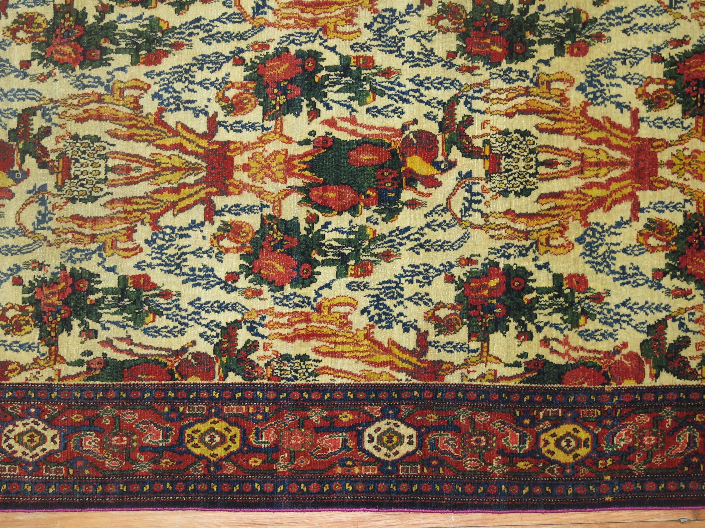 19th Century Antique Persian Senneh Rug with Silk Highlights and Fringes For Sale