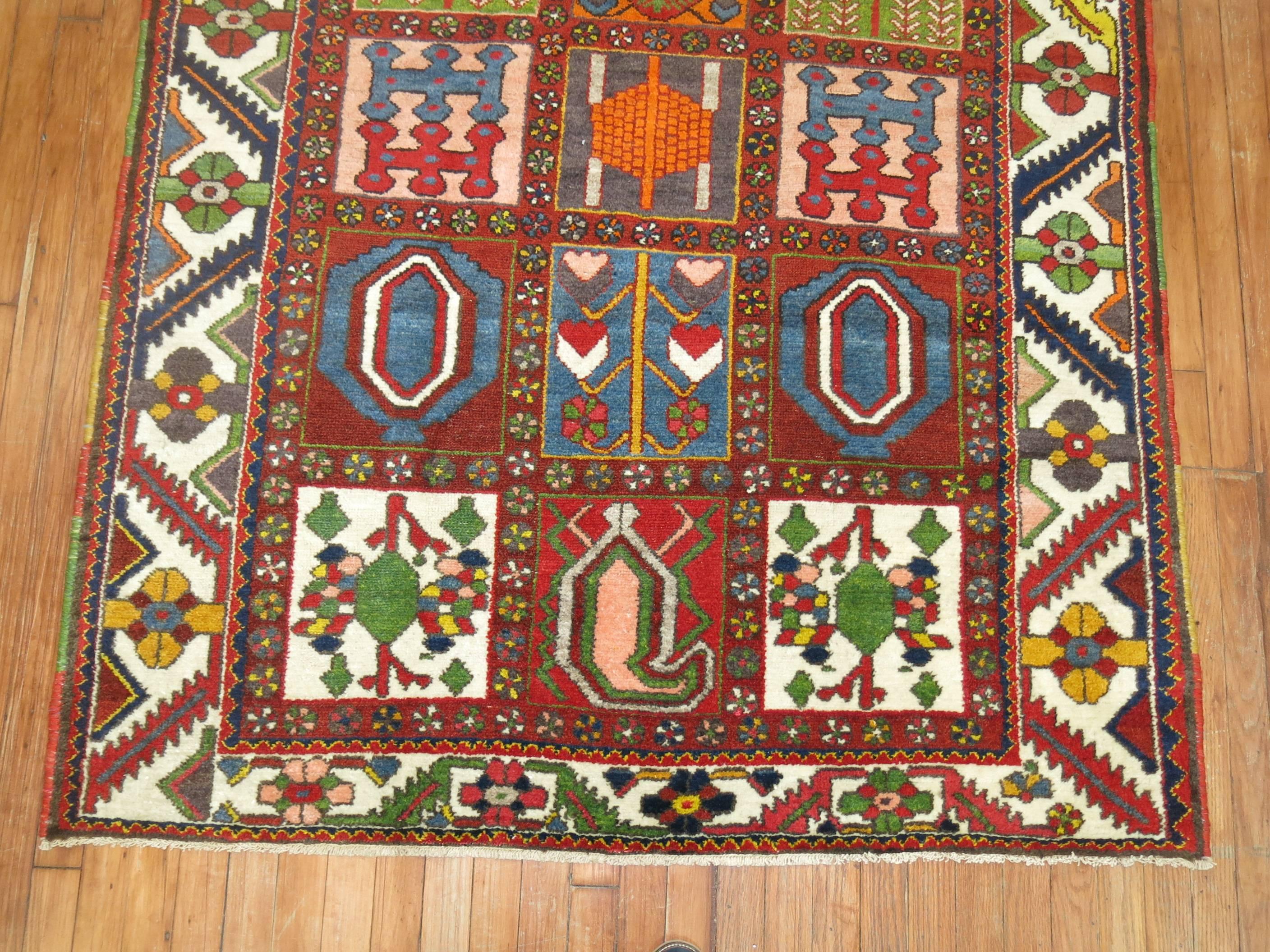 Wool Zabihi Collection Vintage Persian Bakhtiari Carpet For Sale