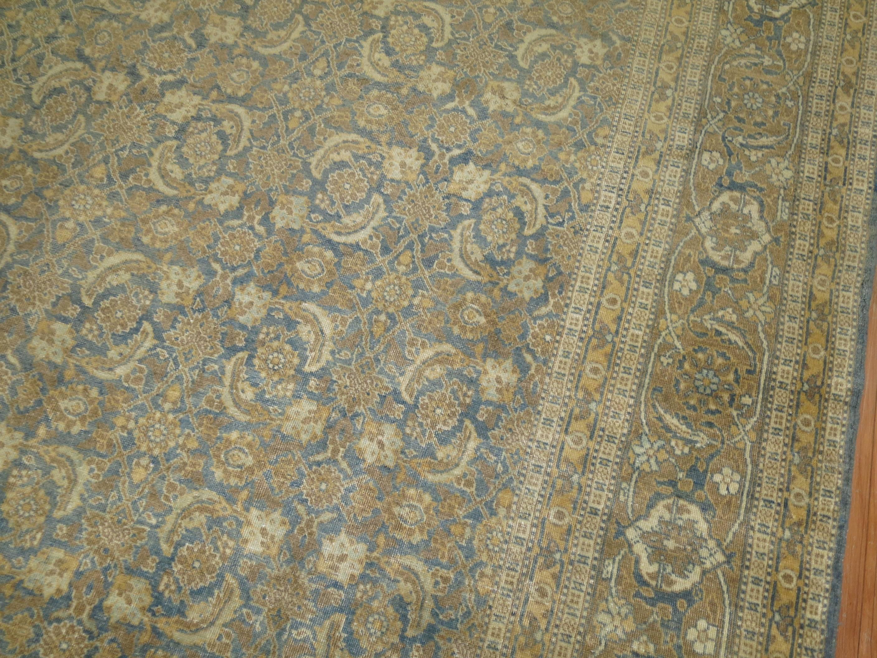 Blue Persian Tabriz Room Size Carpet For Sale 2