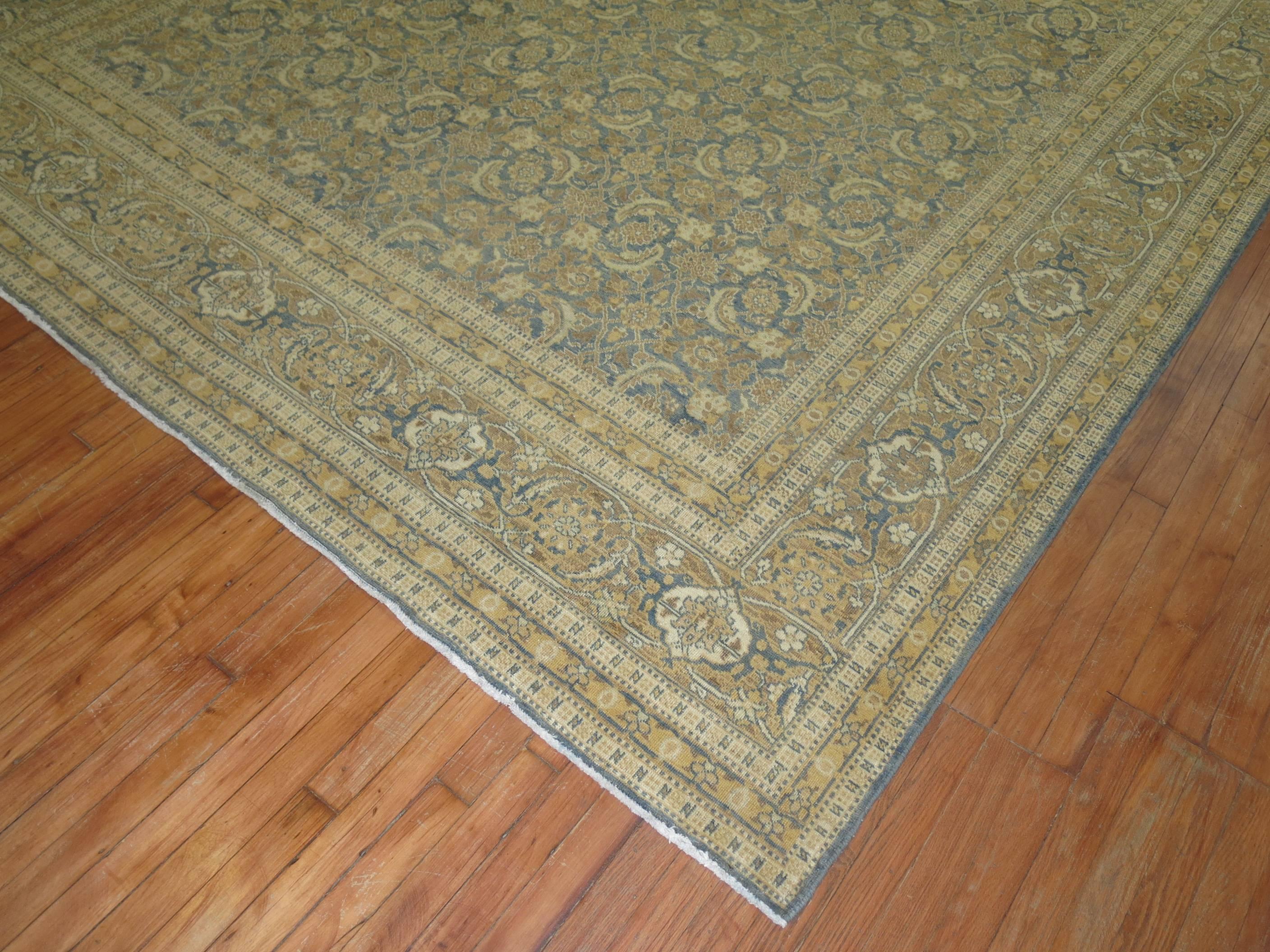 Blue Persian Tabriz Room Size Carpet For Sale 3