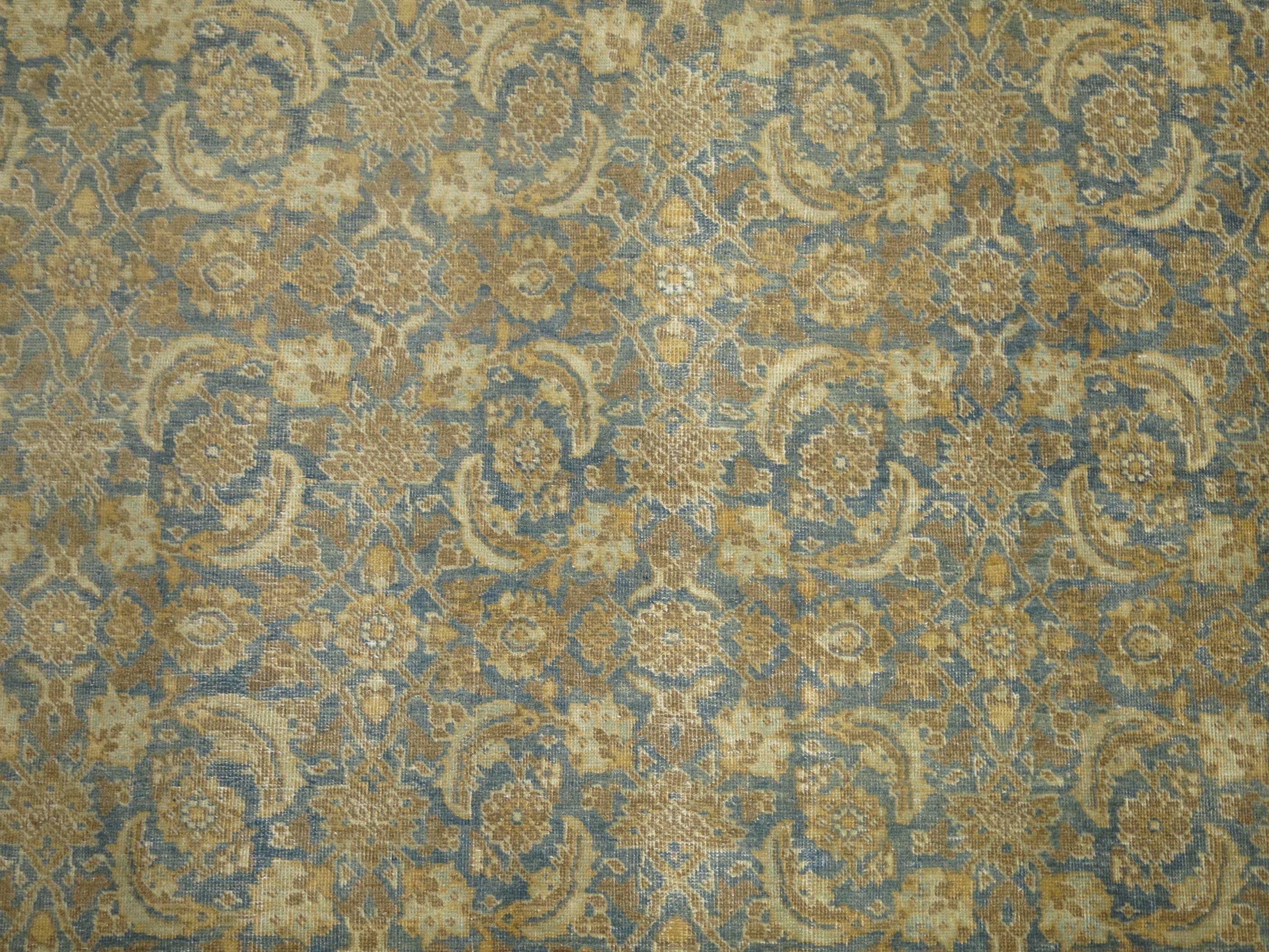 Blue Persian Tabriz Room Size Carpet For Sale 4