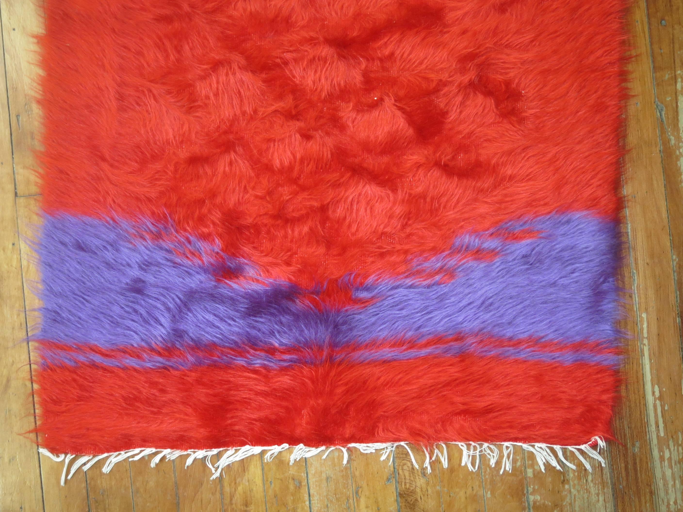 red mohair throw